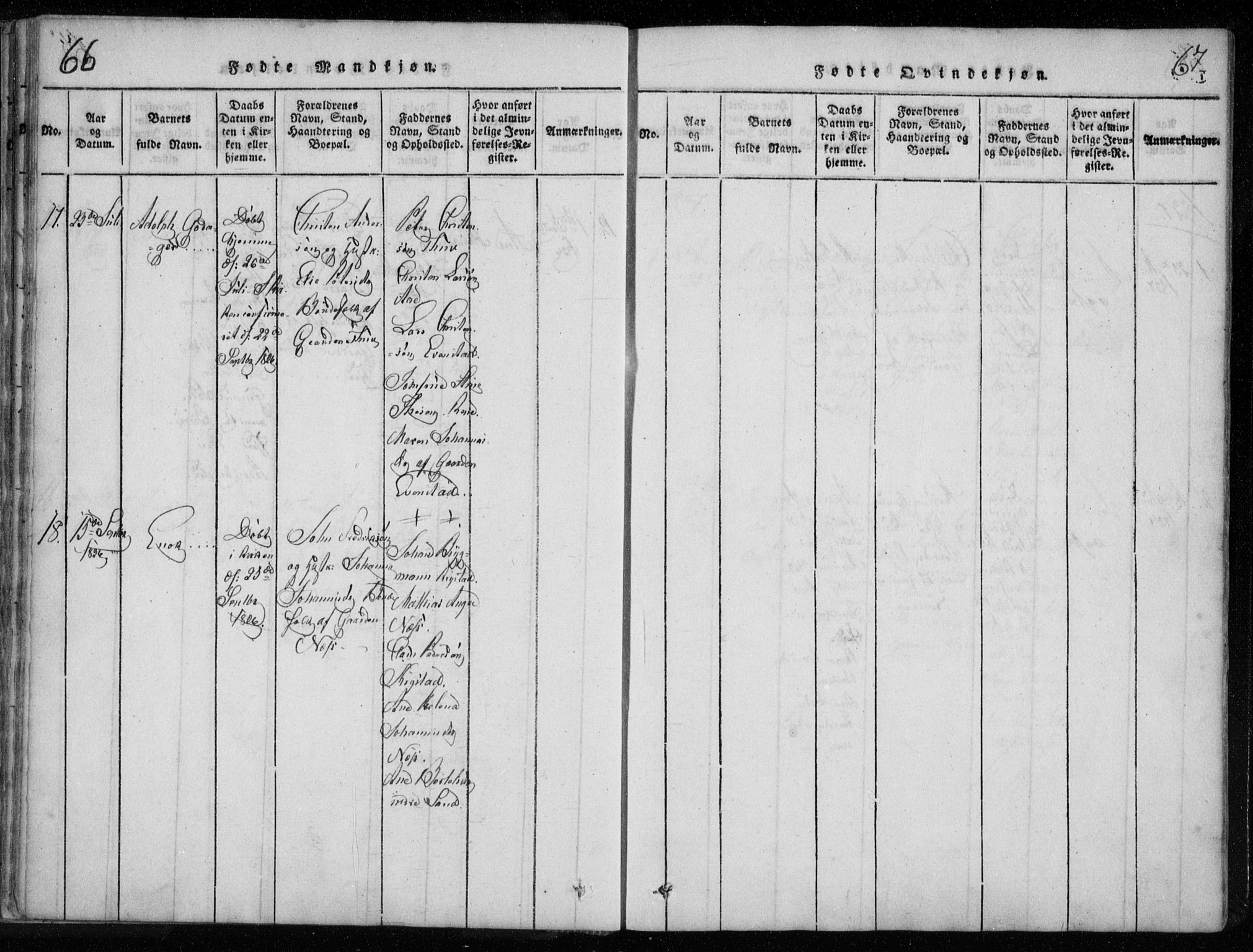 Ministerialprotokoller, klokkerbøker og fødselsregistre - Nordland, AV/SAT-A-1459/885/L1201: Parish register (official) no. 885A02, 1820-1837, p. 66-67