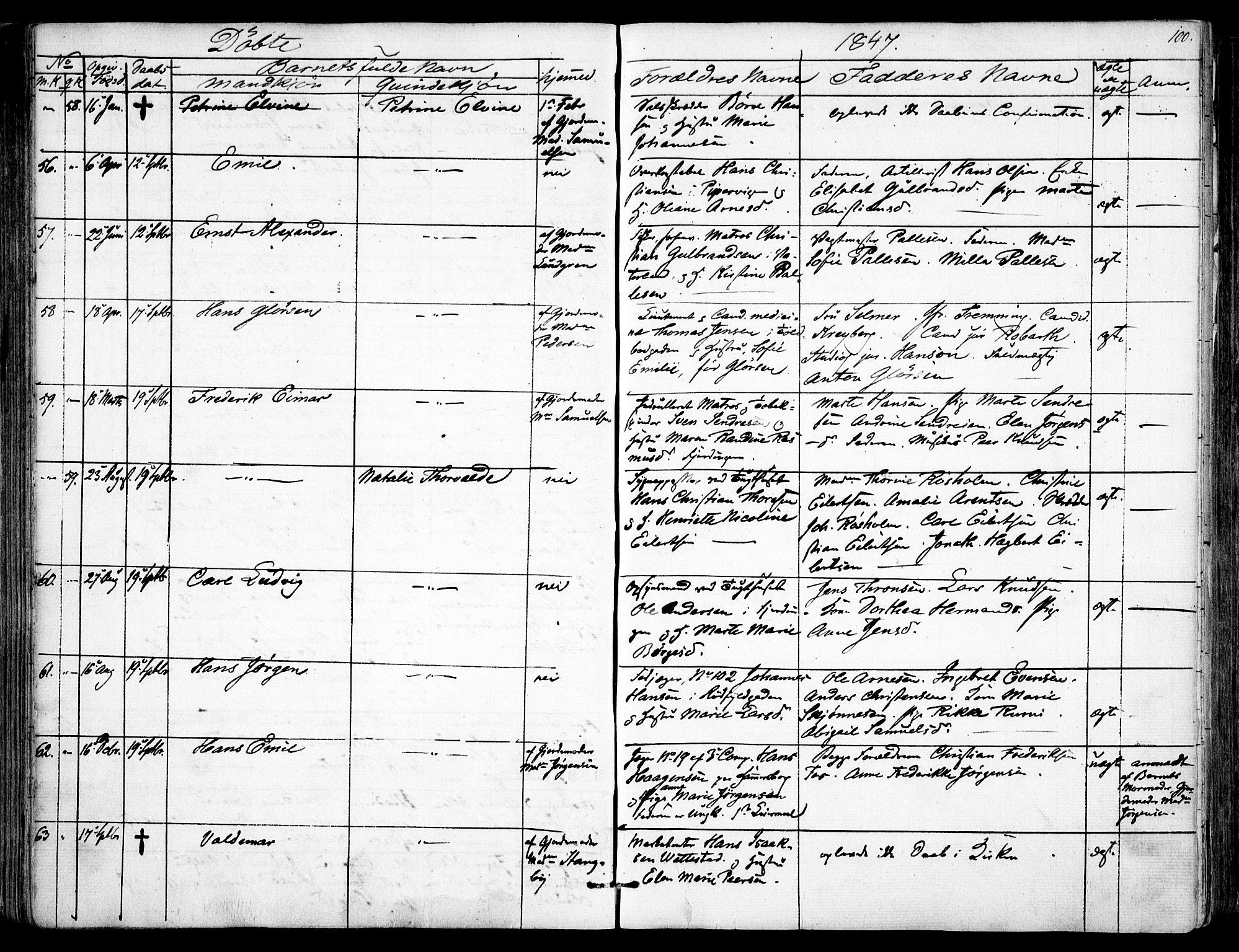 Garnisonsmenigheten Kirkebøker, SAO/A-10846/F/Fa/L0008: Parish register (official) no. 8, 1842-1859, p. 100