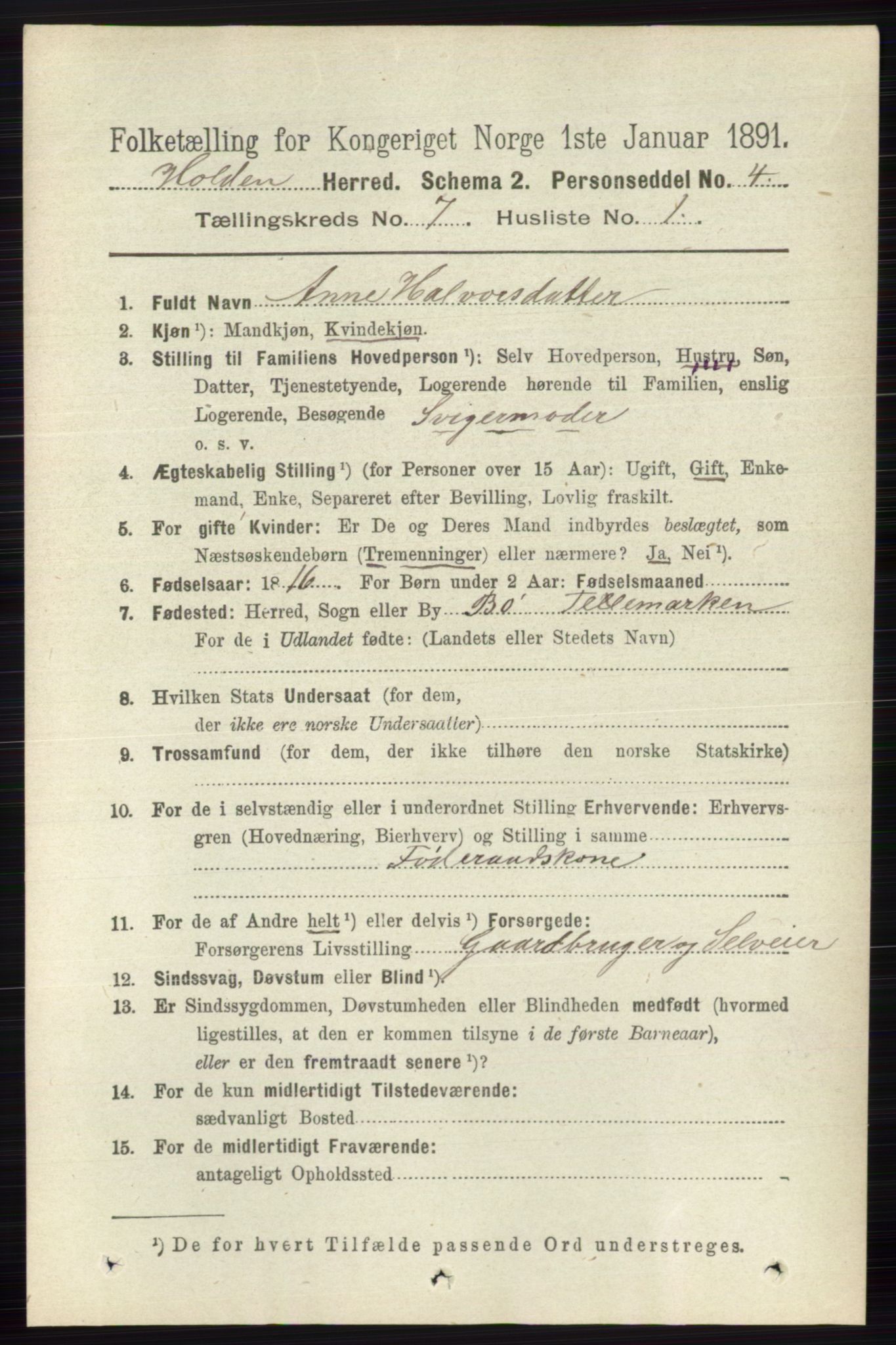 RA, 1891 census for 0819 Holla, 1891, p. 3279