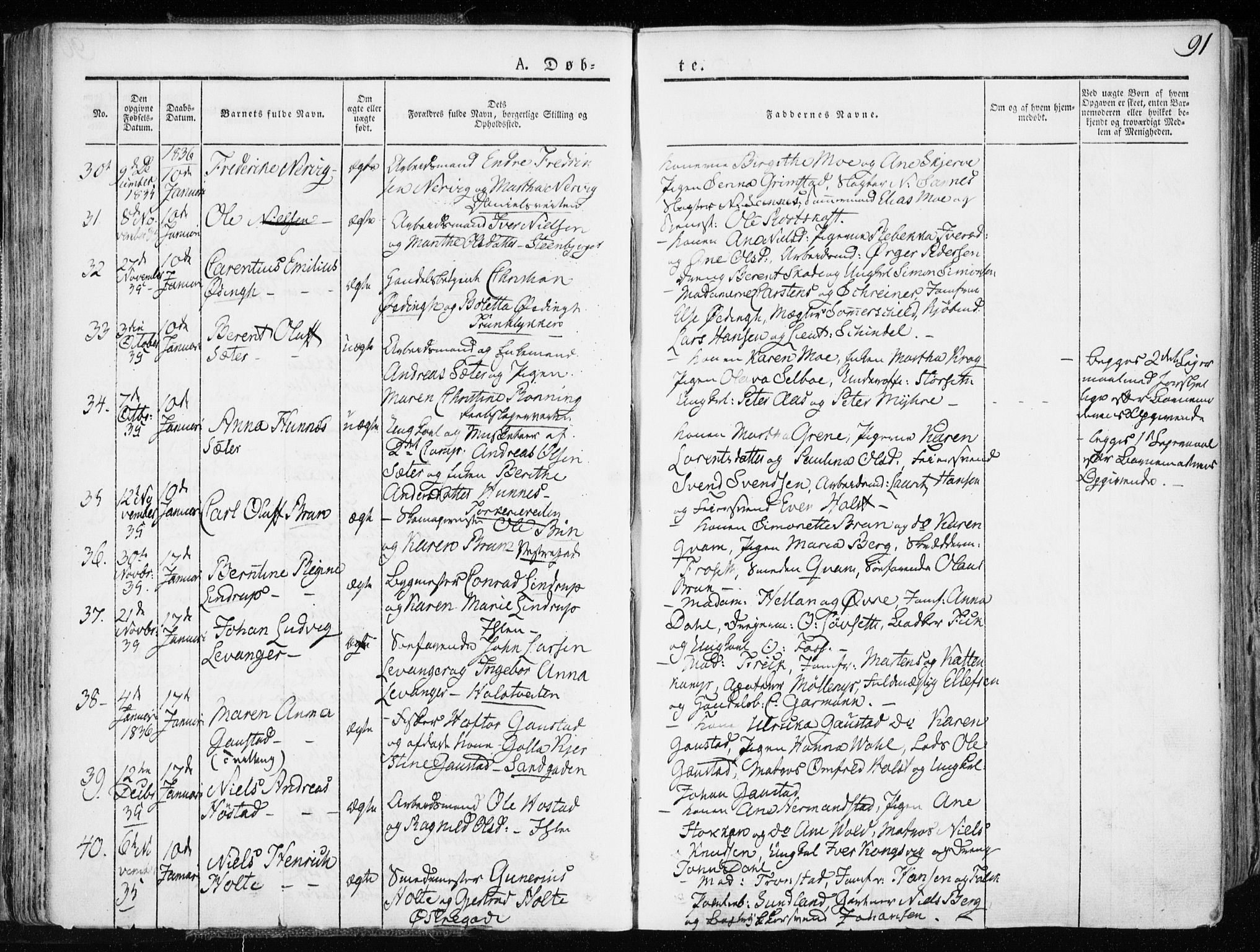 Ministerialprotokoller, klokkerbøker og fødselsregistre - Sør-Trøndelag, SAT/A-1456/601/L0047: Parish register (official) no. 601A15, 1831-1839, p. 91