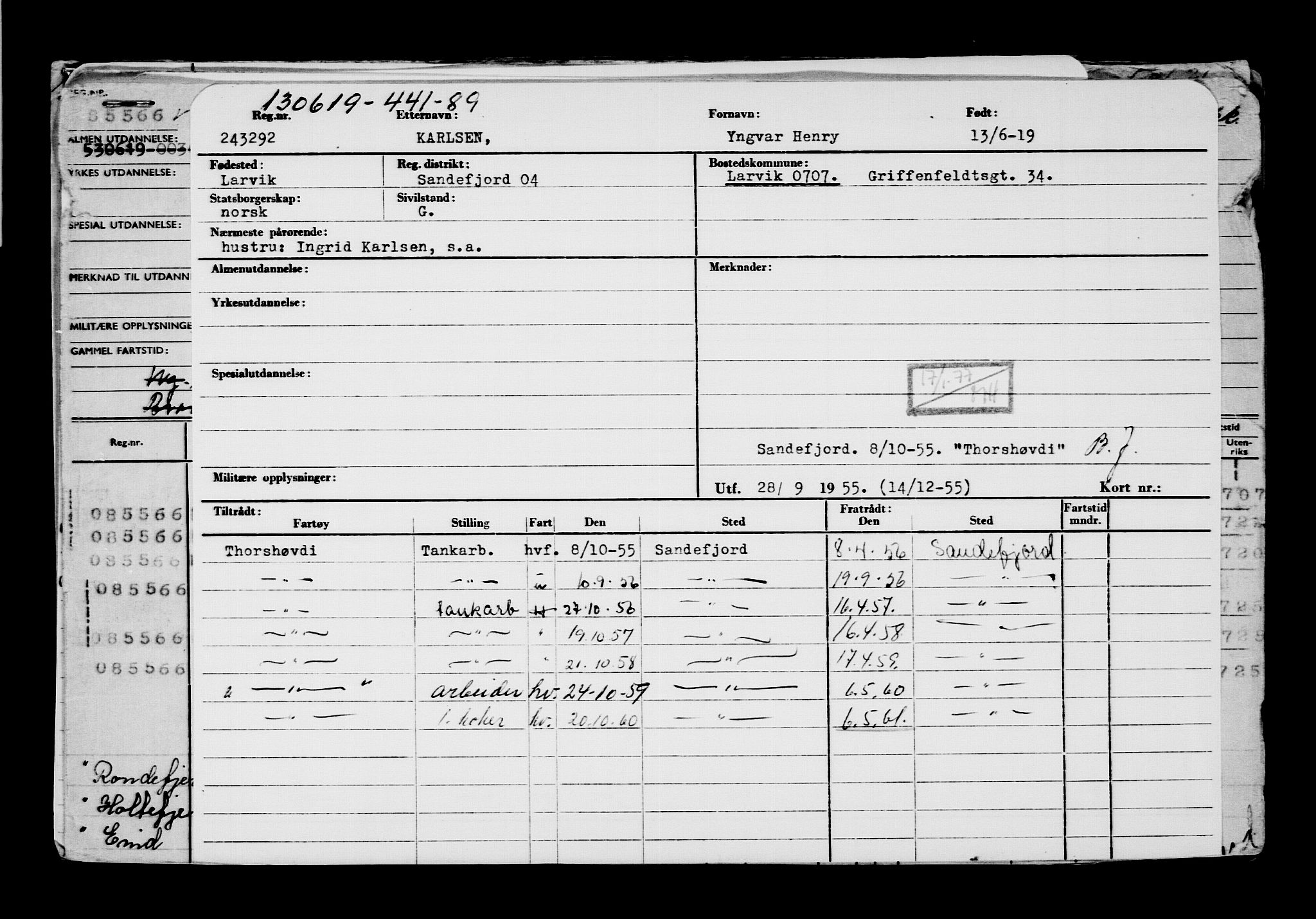 Direktoratet for sjømenn, AV/RA-S-3545/G/Gb/L0169: Hovedkort, 1919, p. 533