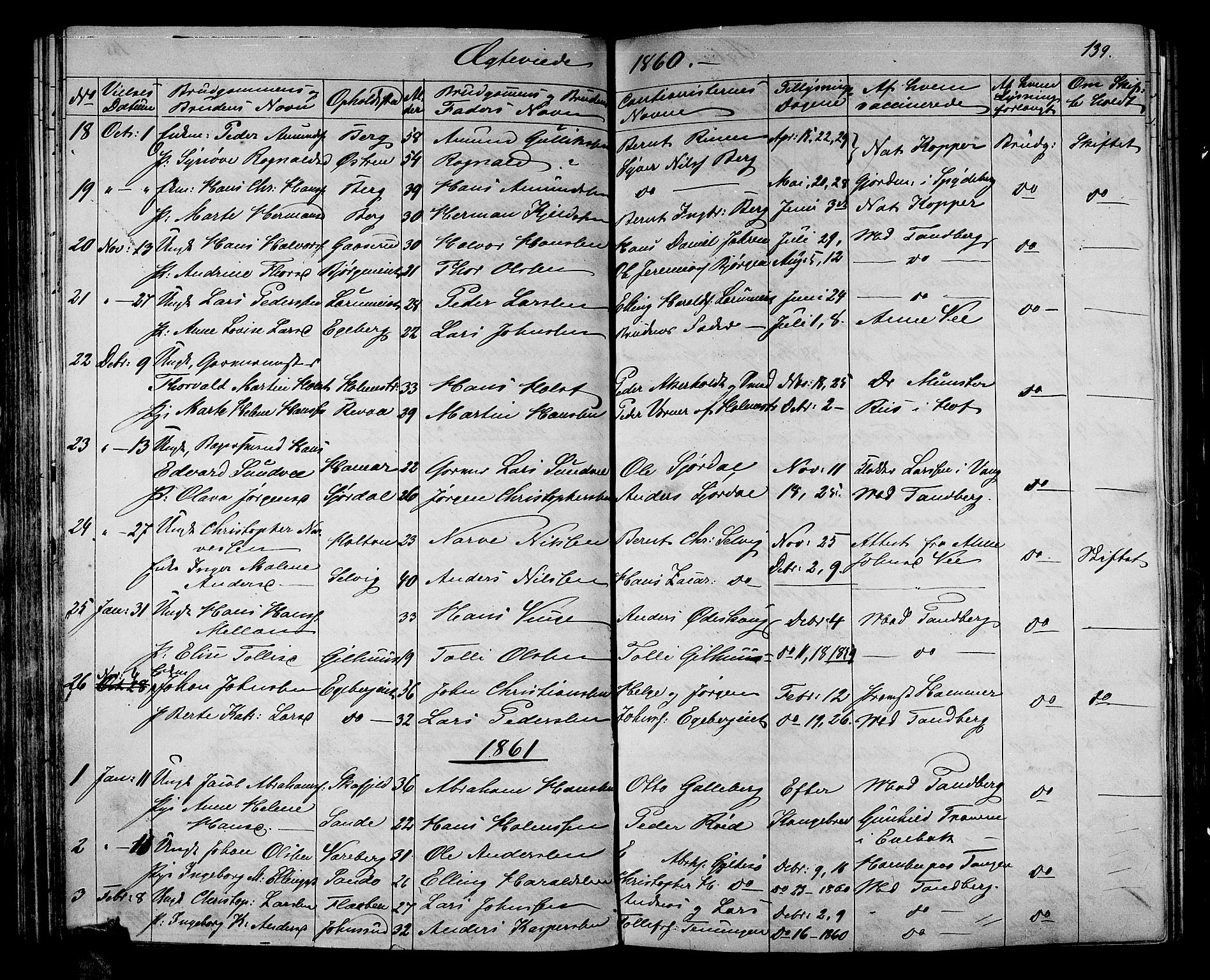 Sande Kirkebøker, SAKO/A-53/G/Ga/L0002: Parish register (copy) no. 2, 1847-1863, p. 139