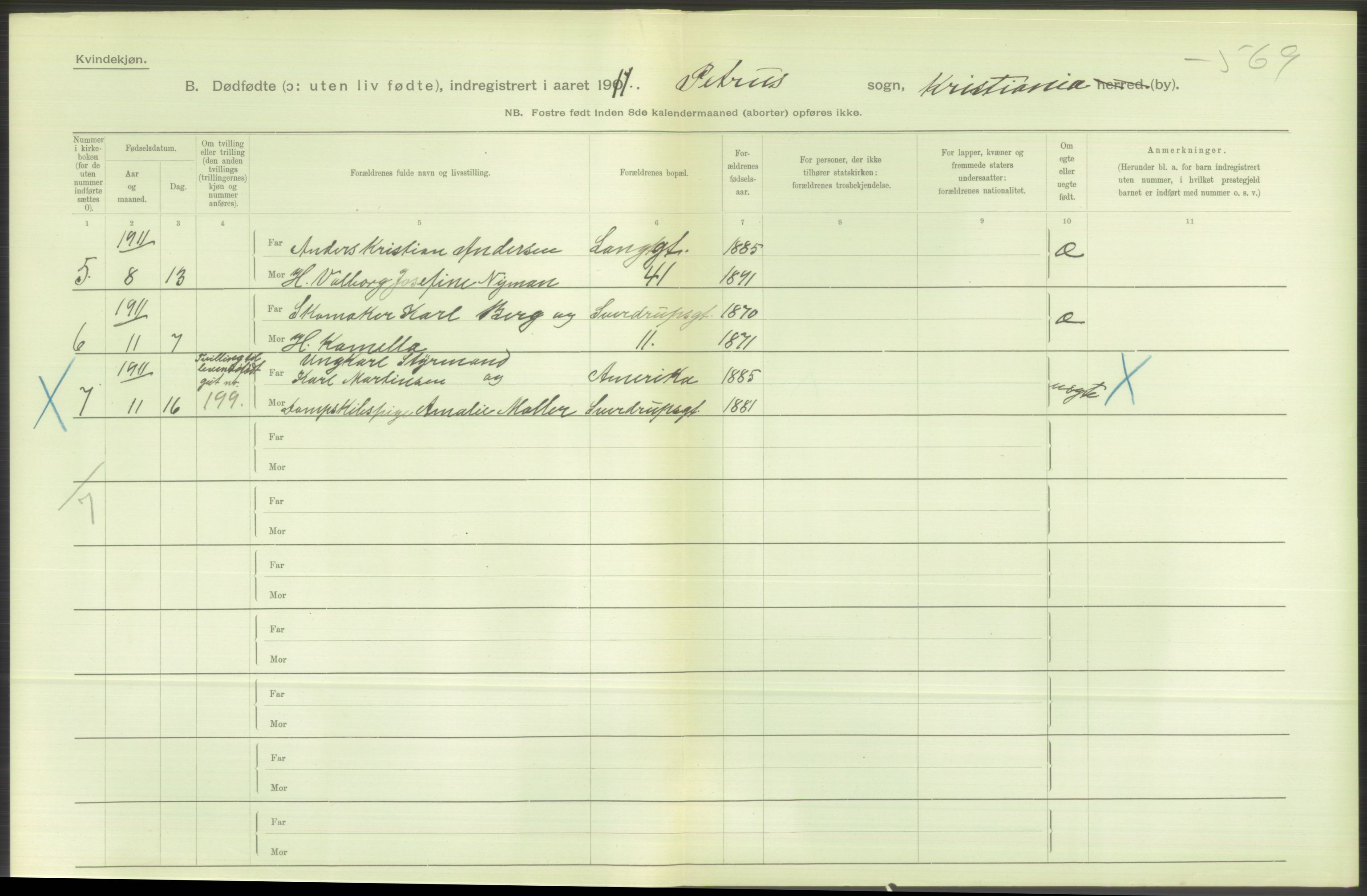 Statistisk sentralbyrå, Sosiodemografiske emner, Befolkning, RA/S-2228/D/Df/Dfb/Dfba/L0010: Kristiania: Døde kvinner samt dødfødte., 1911, p. 126