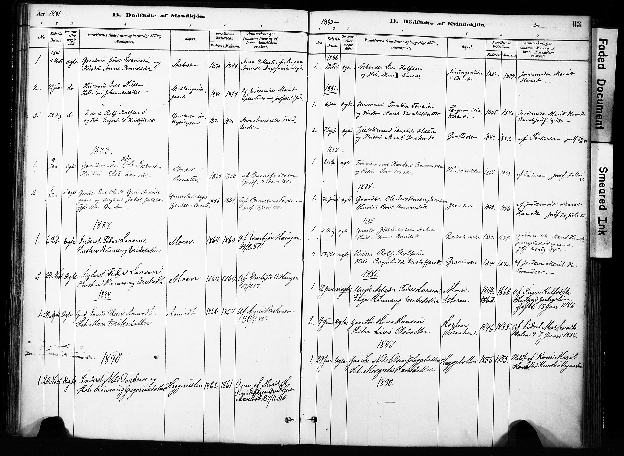 Skjåk prestekontor, SAH/PREST-072/H/Ha/Haa/L0004: Parish register (official) no. 4, 1880-1904, p. 63