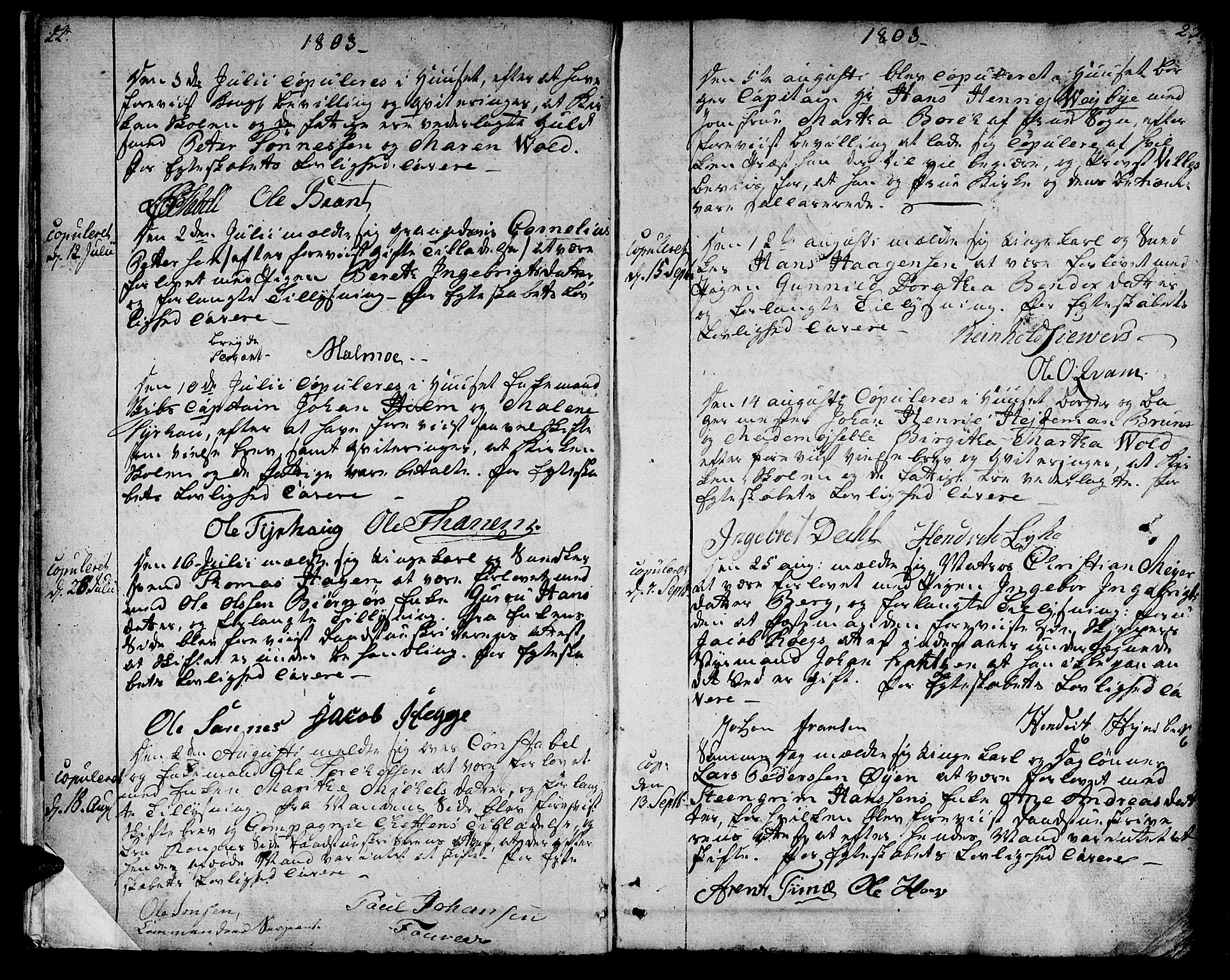 Ministerialprotokoller, klokkerbøker og fødselsregistre - Sør-Trøndelag, SAT/A-1456/601/L0042: Parish register (official) no. 601A10, 1802-1830, p. 22-23
