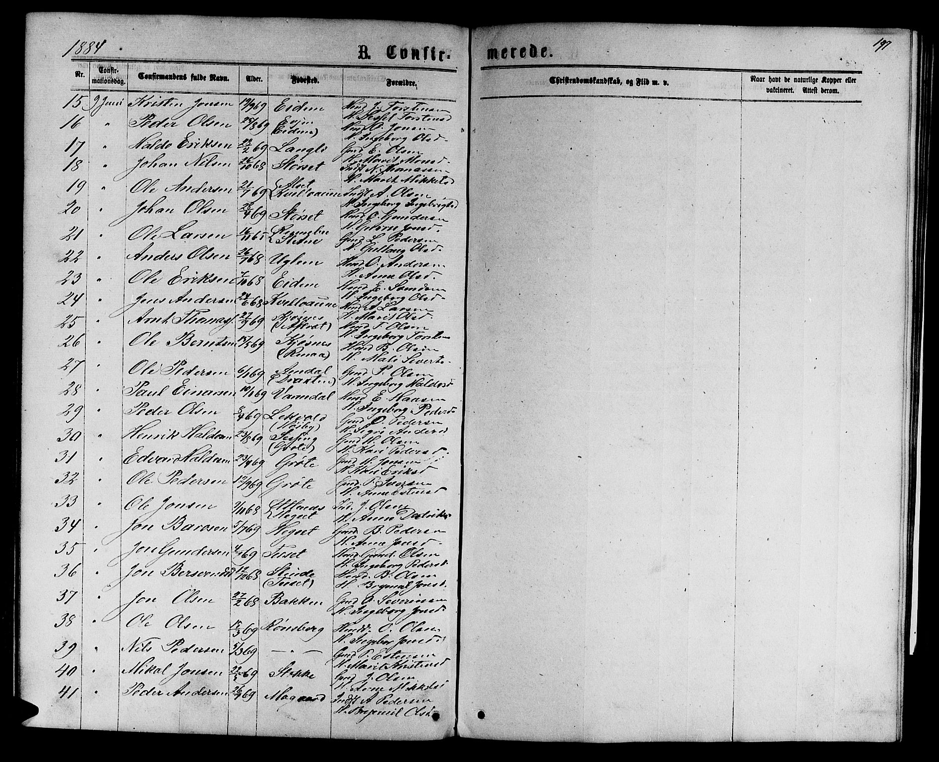 Ministerialprotokoller, klokkerbøker og fødselsregistre - Sør-Trøndelag, AV/SAT-A-1456/695/L1156: Parish register (copy) no. 695C07, 1869-1888, p. 197