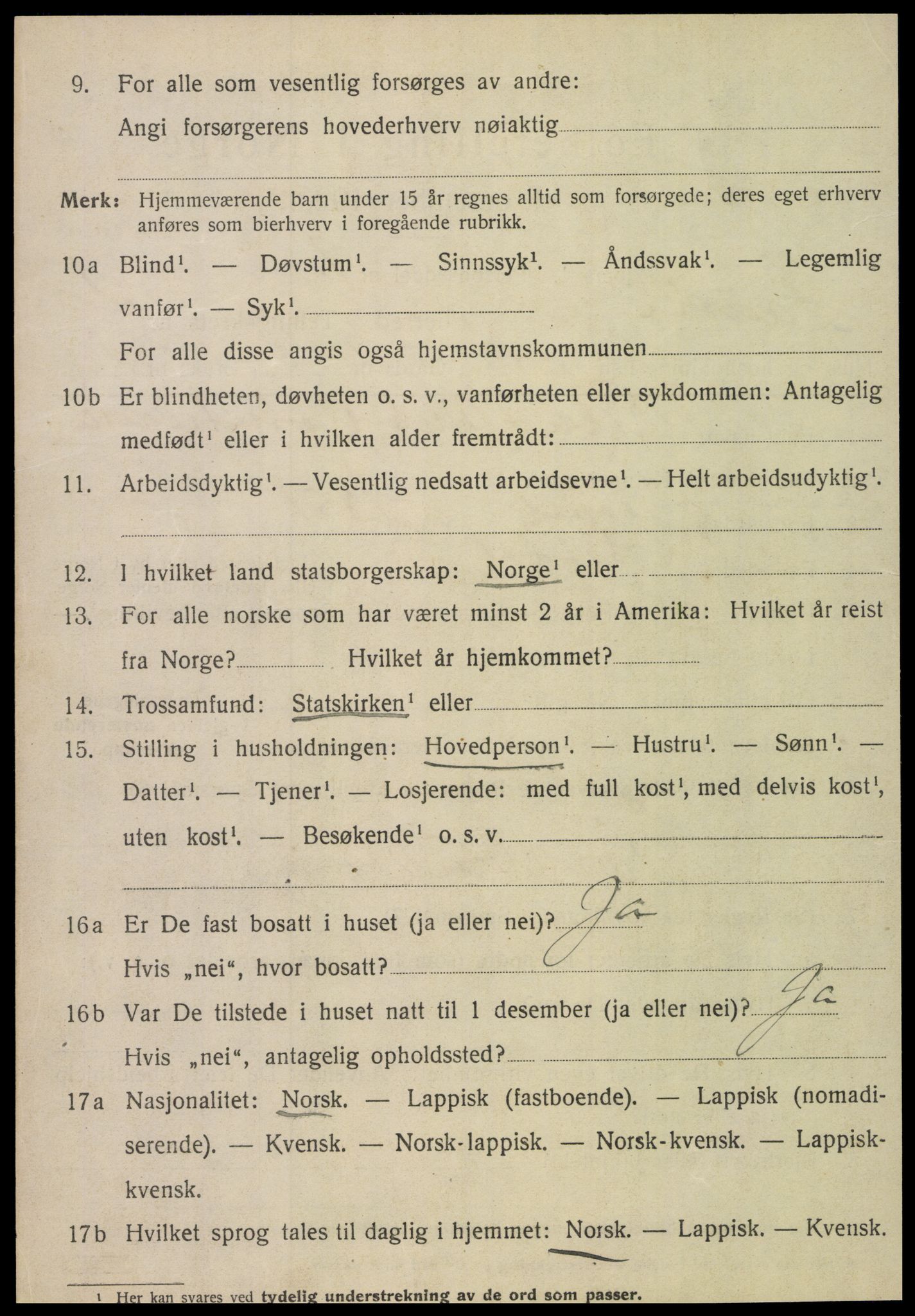 SAT, 1920 census for Fauske, 1920, p. 11949