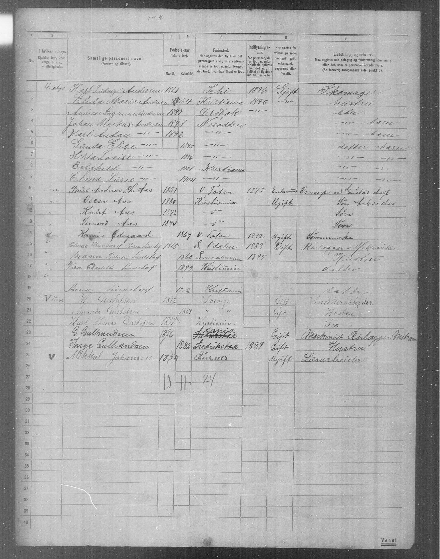 OBA, Municipal Census 1904 for Kristiania, 1904, p. 18273