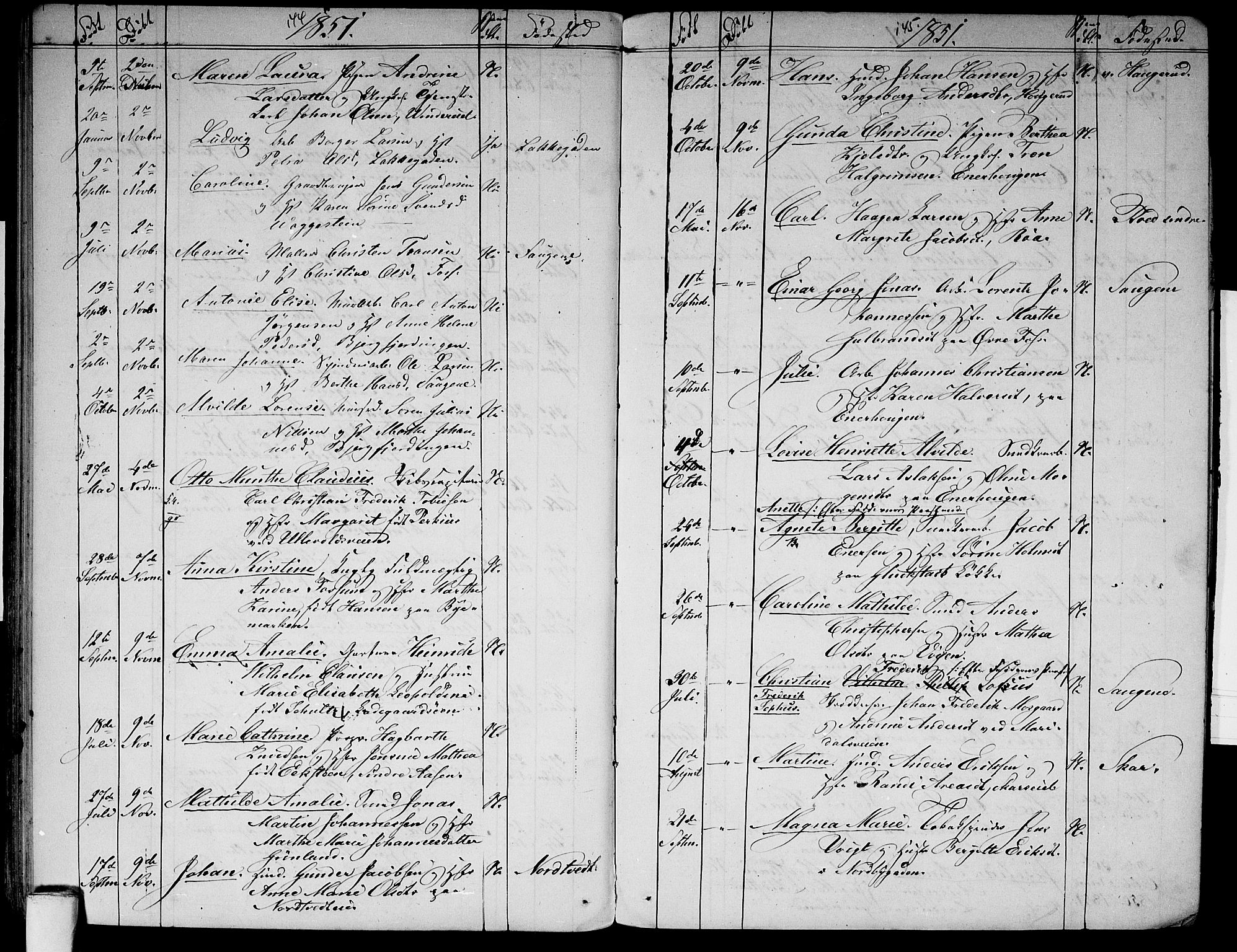 Aker prestekontor kirkebøker, SAO/A-10861/G/L0009: Parish register (copy) no. 9, 1848-1852, p. 144-145