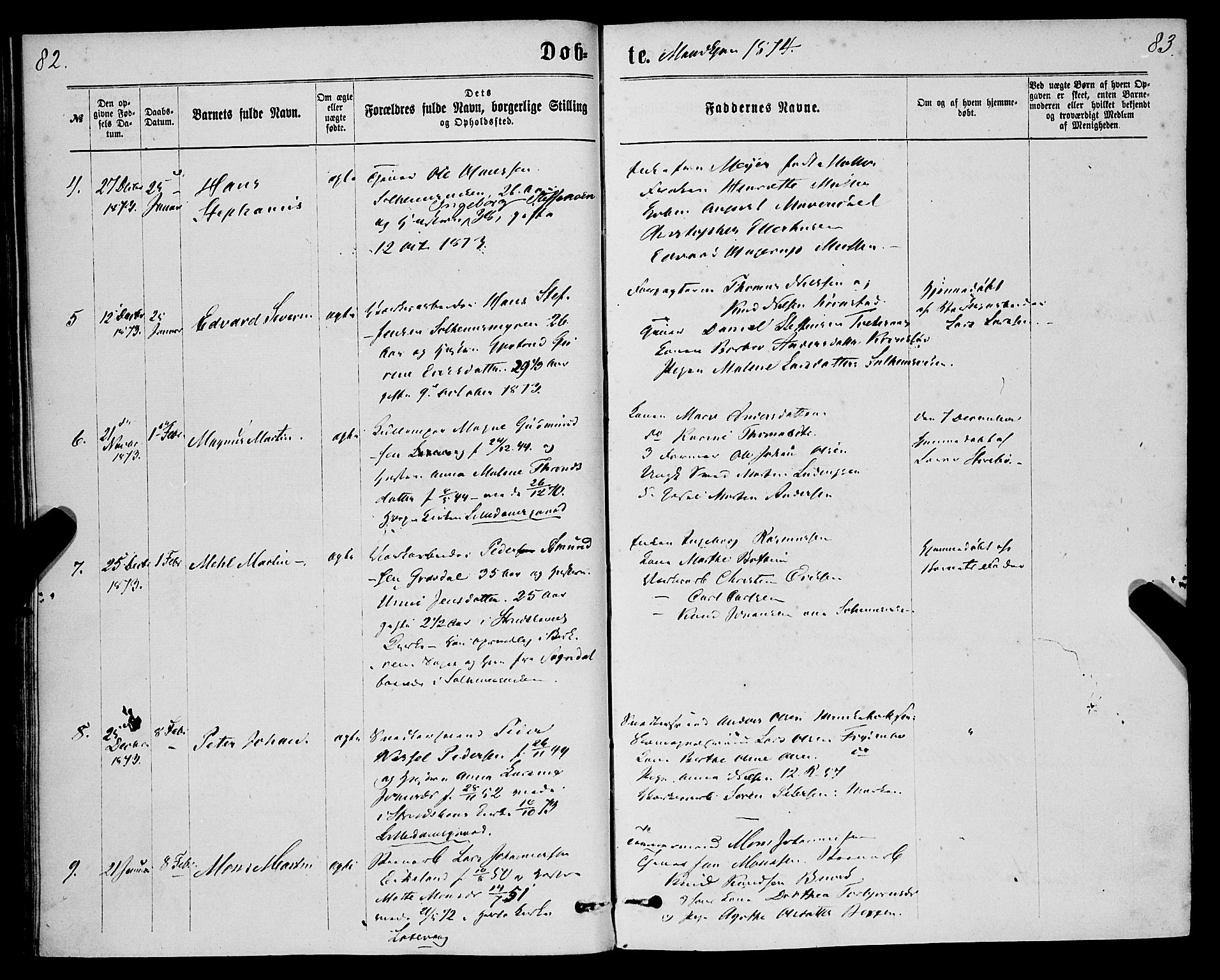 St. Jørgens hospital og Årstad sokneprestembete, AV/SAB-A-99934: Parish register (official) no. A 6, 1870-1878, p. 82-83