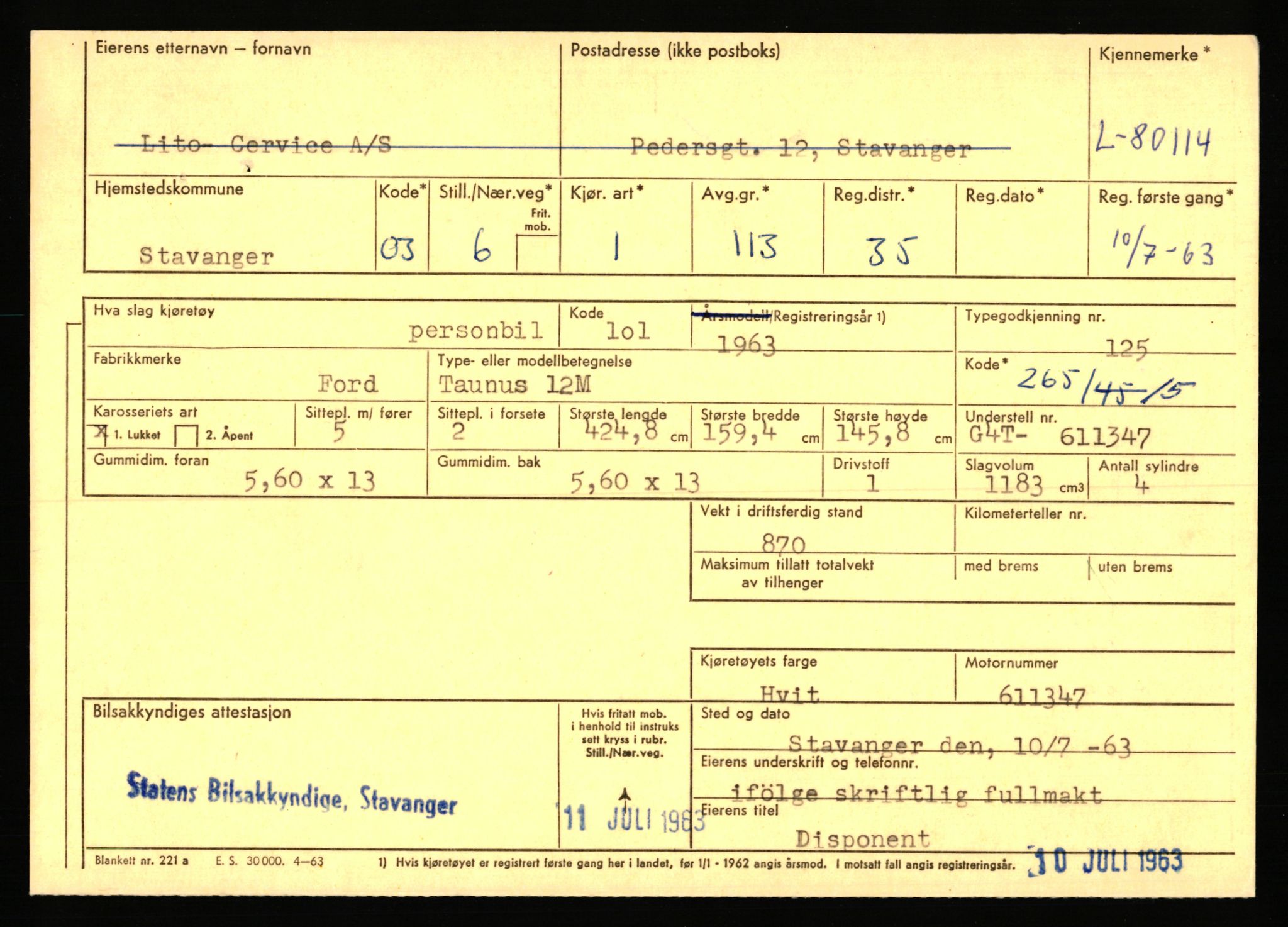 Stavanger trafikkstasjon, SAST/A-101942/0/F/L0070: L-78800 - L-80499, 1930-1971, p. 1738