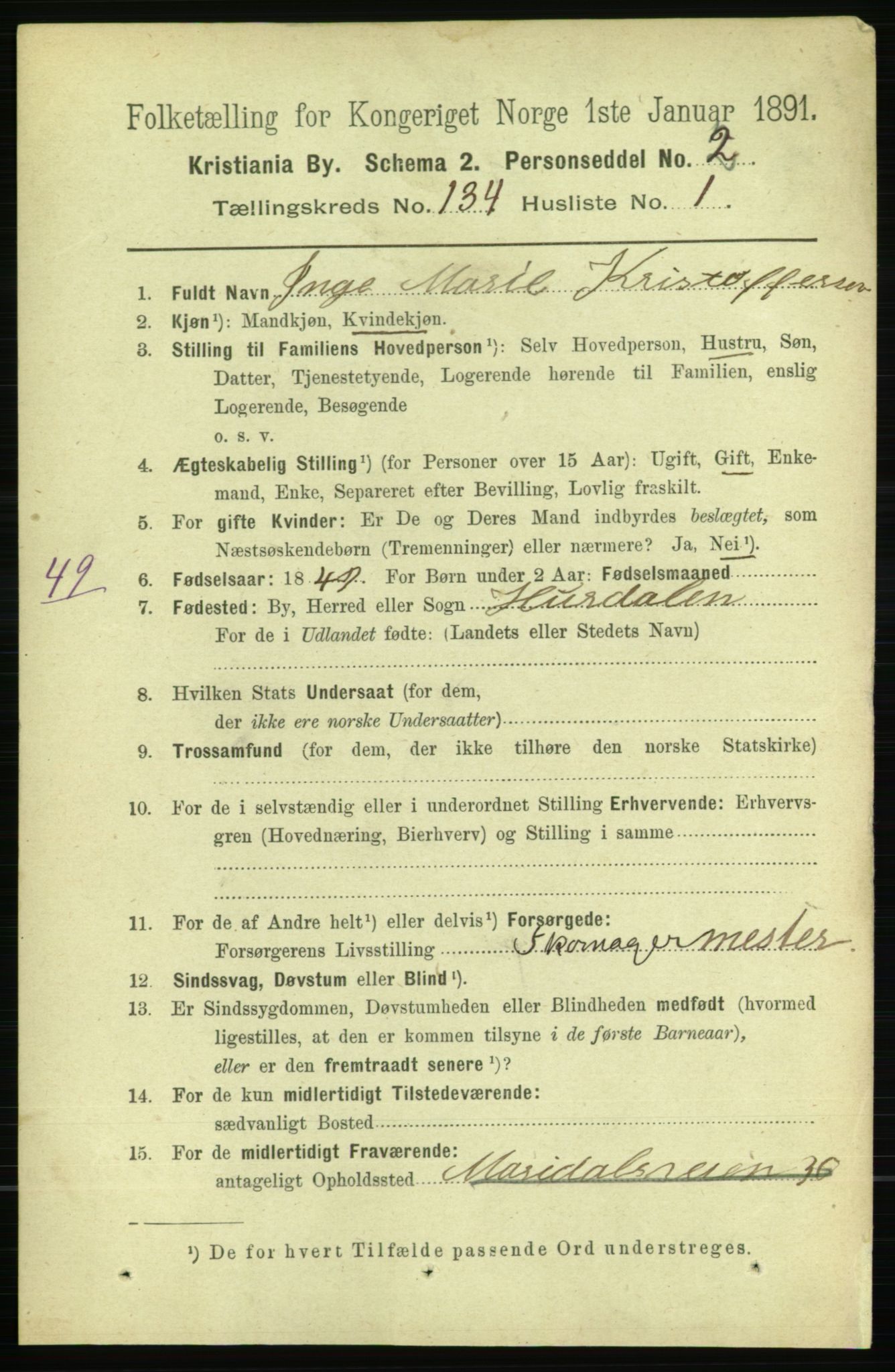 RA, 1891 census for 0301 Kristiania, 1891, p. 73507