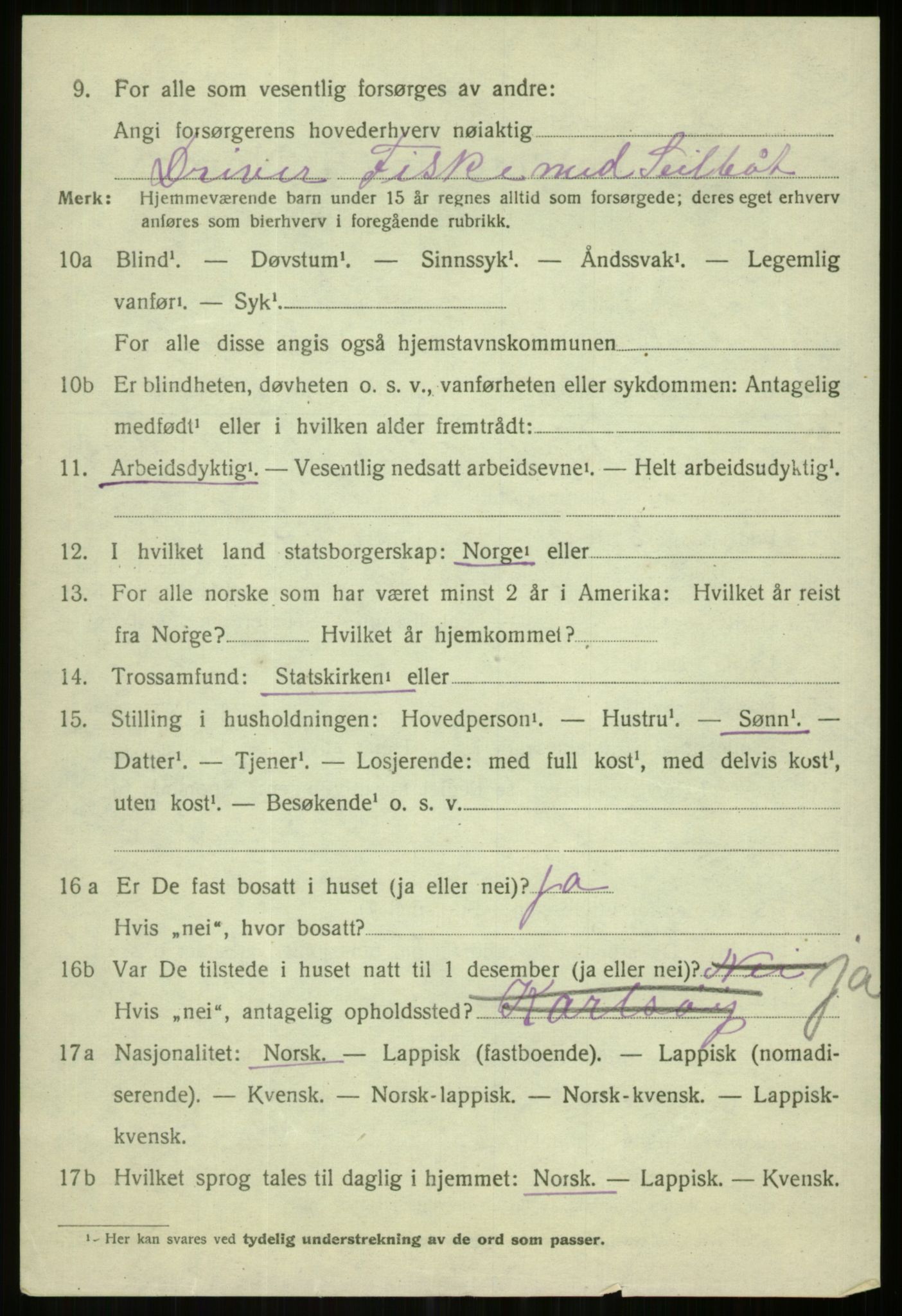 SATØ, 1920 census for Karlsøy, 1920, p. 2618