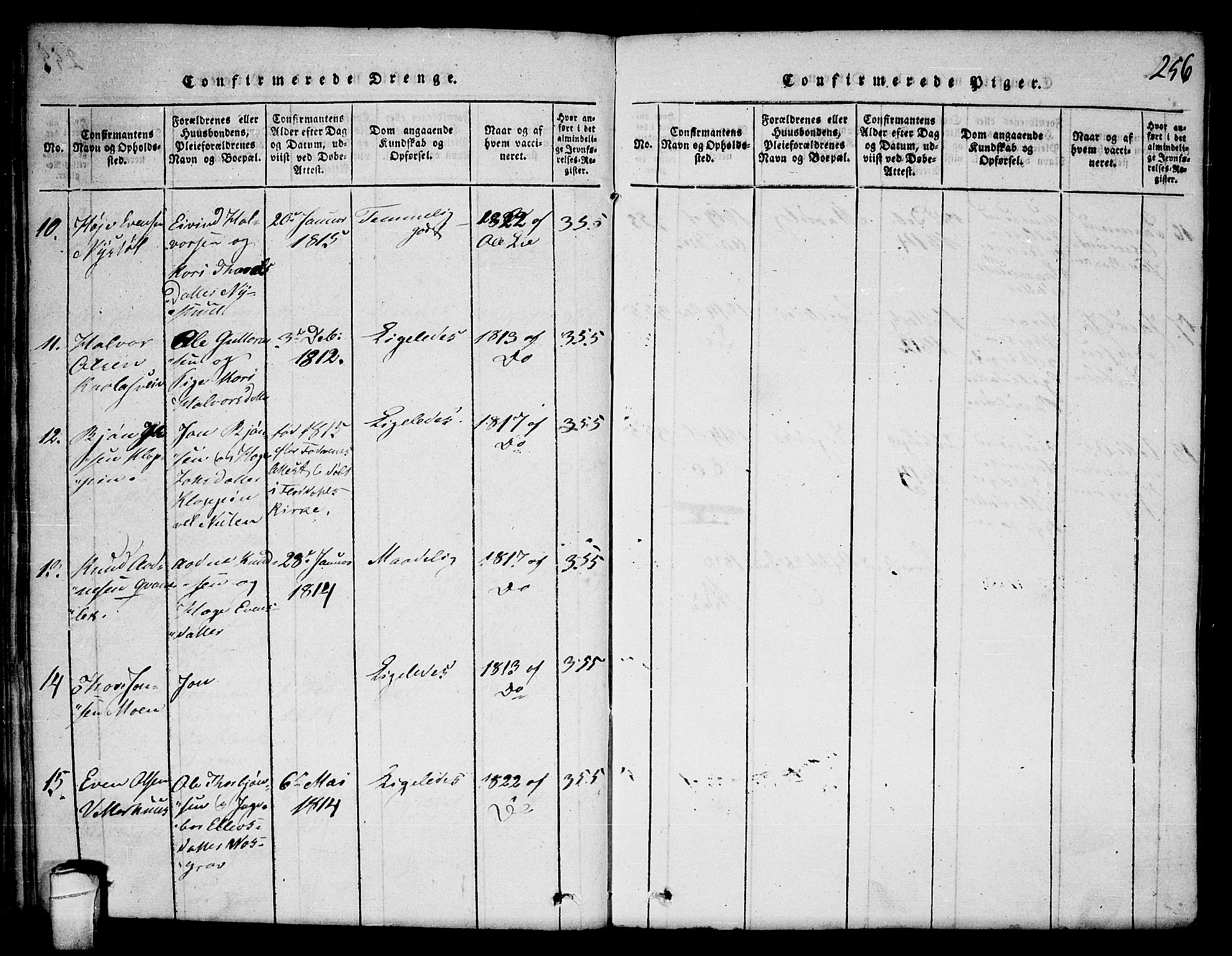 Seljord kirkebøker, AV/SAKO-A-20/F/Fc/L0001: Parish register (official) no. III 1, 1815-1831, p. 256