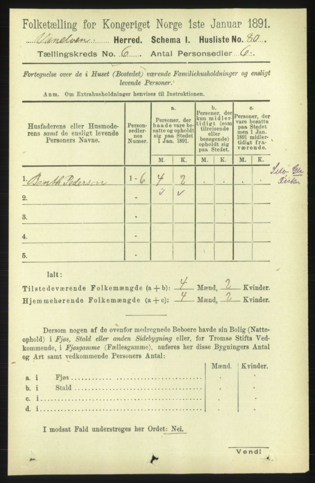 RA, 1891 census for 1511 Vanylven, 1891, p. 2695