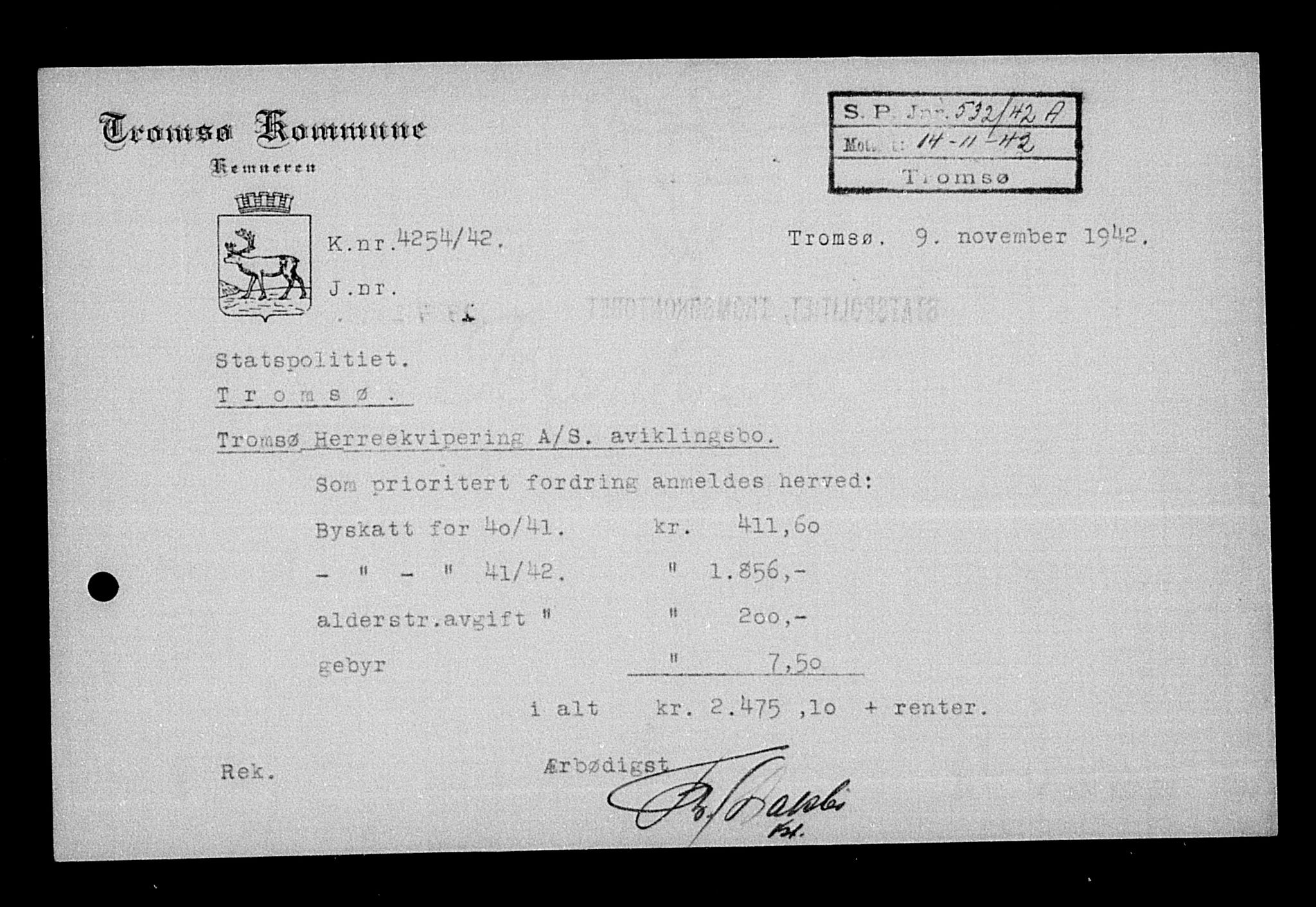 Justisdepartementet, Tilbakeføringskontoret for inndratte formuer, AV/RA-S-1564/H/Hc/Hcb/L0916: --, 1945-1947, p. 914