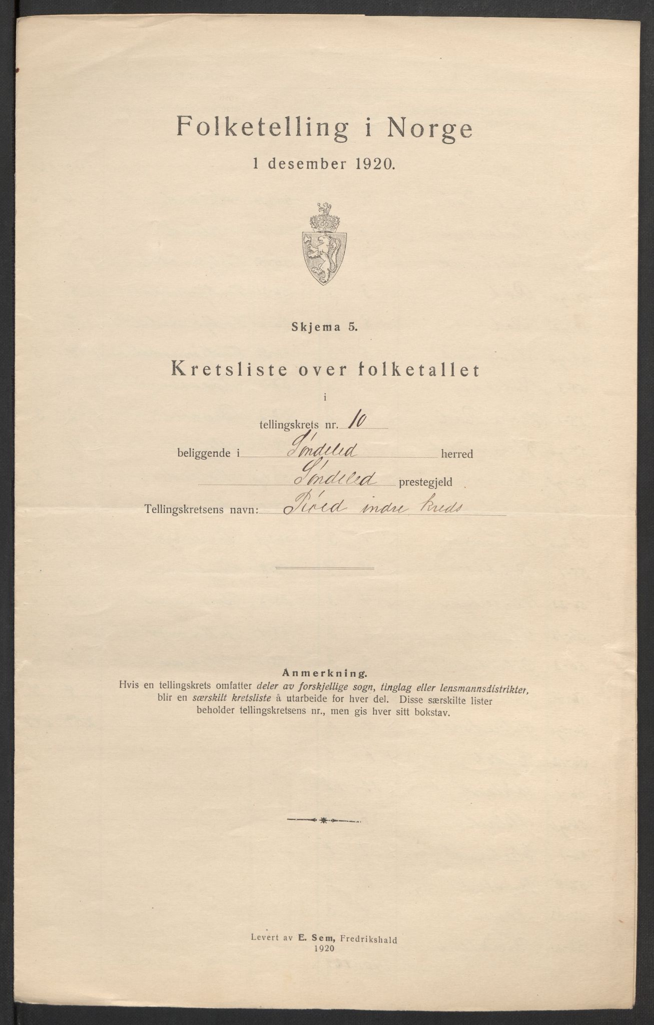 SAK, 1920 census for Søndeled, 1920, p. 33