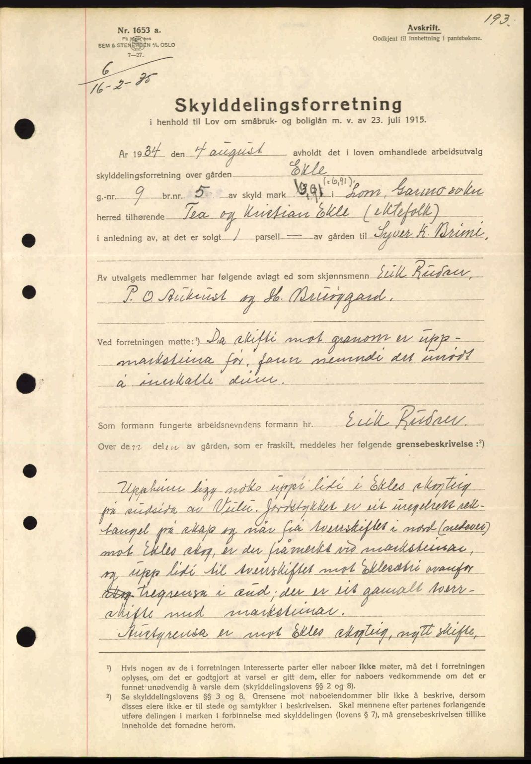 Nord-Gudbrandsdal tingrett, SAH/TING-002/H/Hb/Hba/L0045: Mortgage book no. A45, 1934-1935, Deed date: 16.02.1935