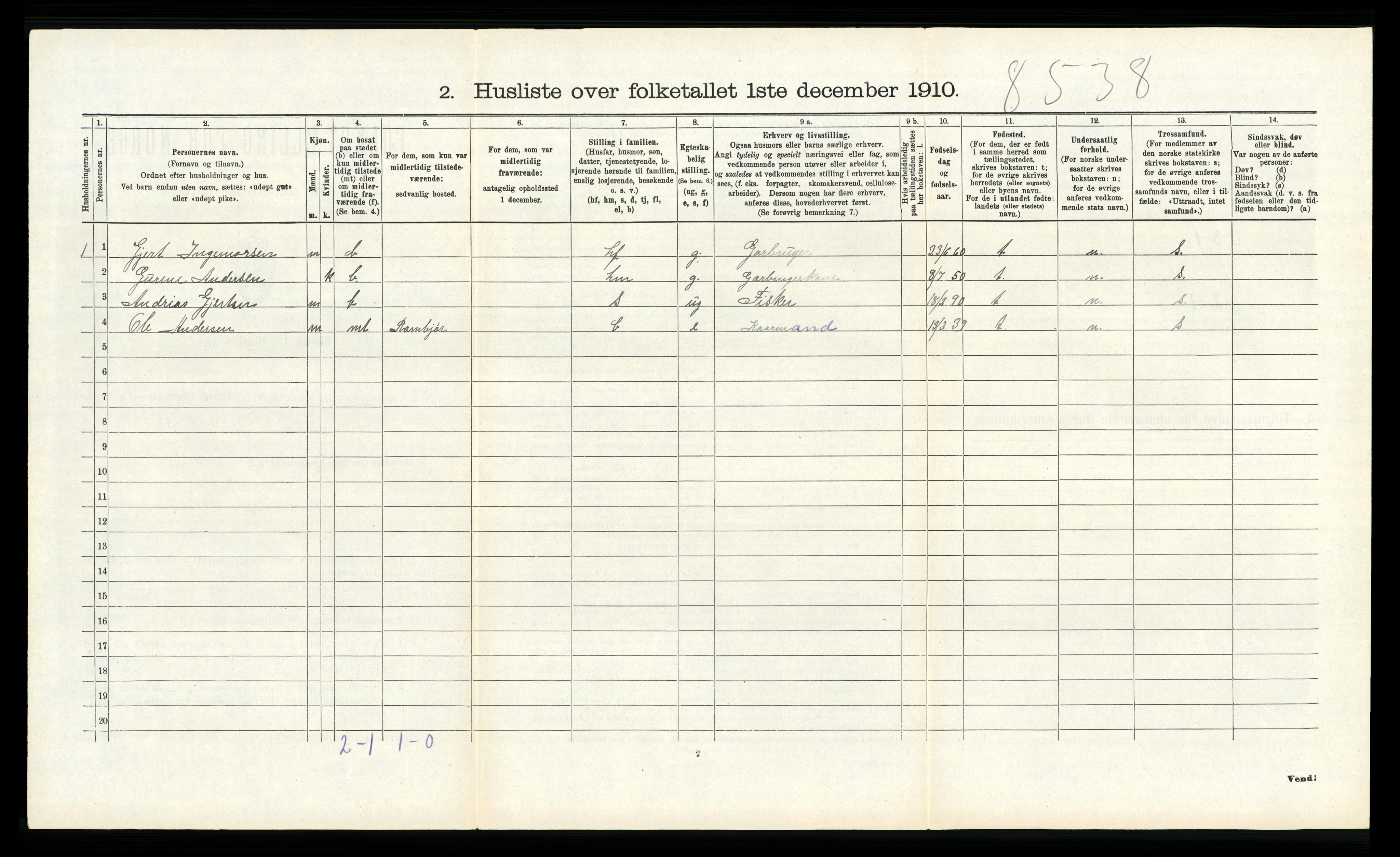 RA, 1910 census for Austrheim, 1910, p. 663