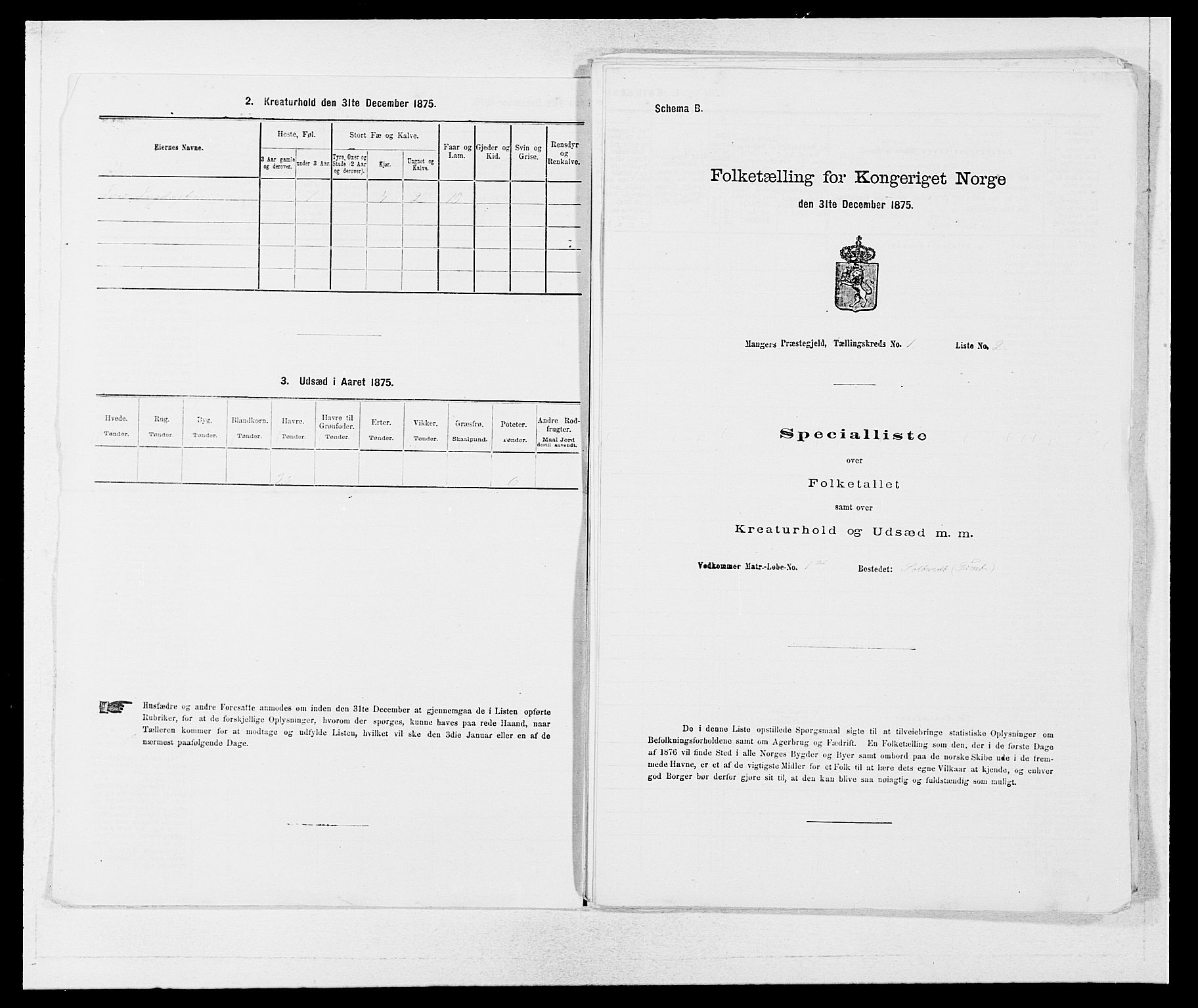 SAB, 1875 census for 1261P Manger, 1875, p. 37