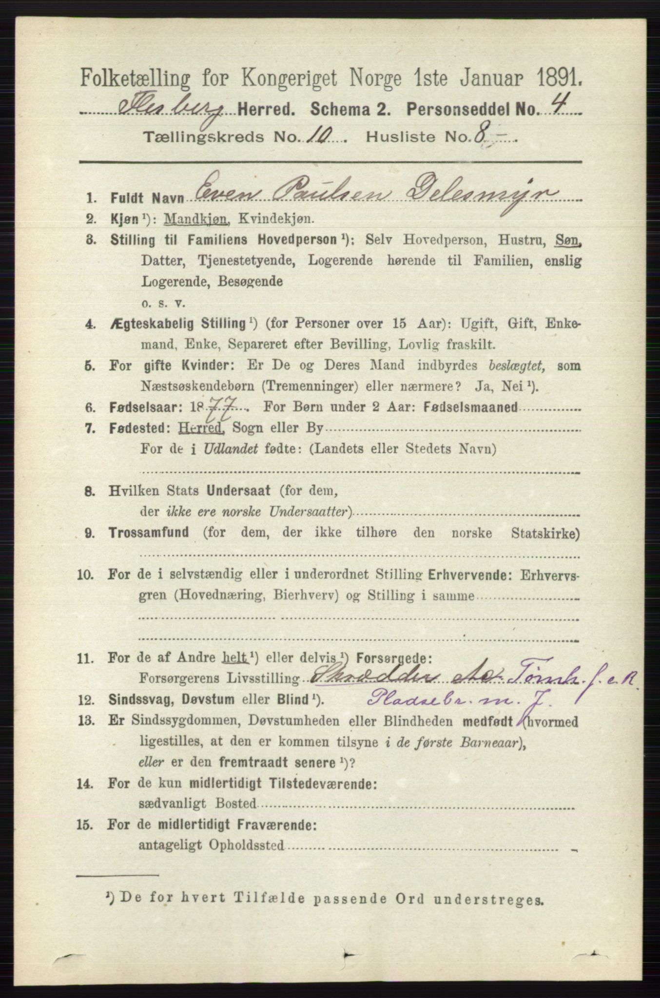 RA, 1891 census for 0631 Flesberg, 1891, p. 1702