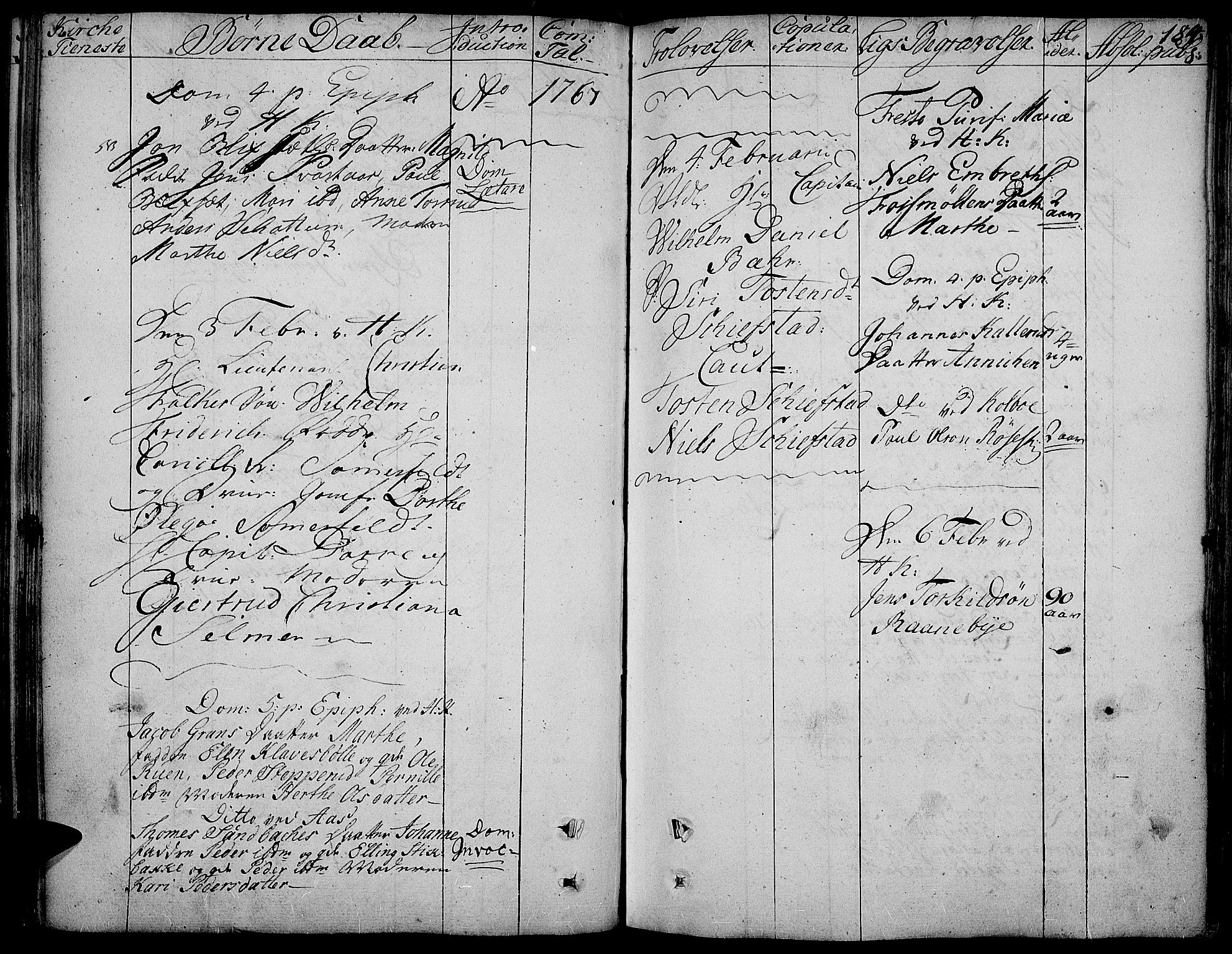 Toten prestekontor, SAH/PREST-102/H/Ha/Haa/L0005: Parish register (official) no. 5, 1761-1772, p. 184