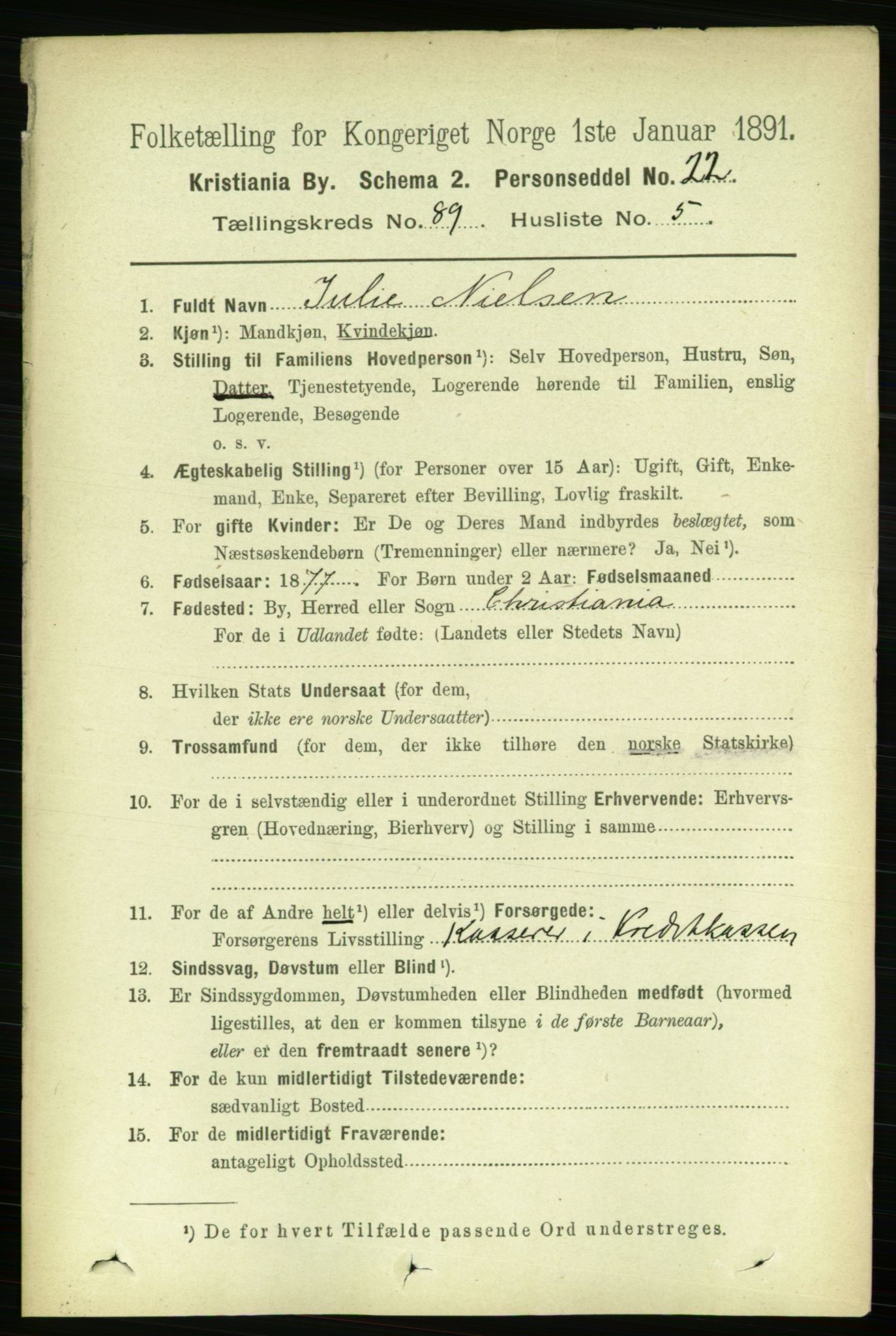 RA, 1891 census for 0301 Kristiania, 1891, p. 44122