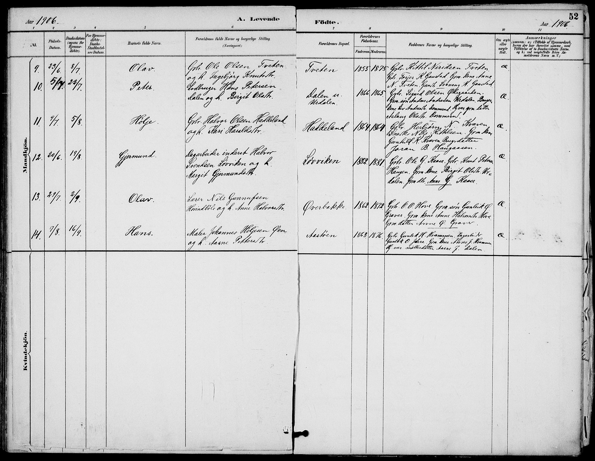 Gransherad kirkebøker, SAKO/A-267/F/Fb/L0005: Parish register (official) no. II 5, 1887-1916, p. 52