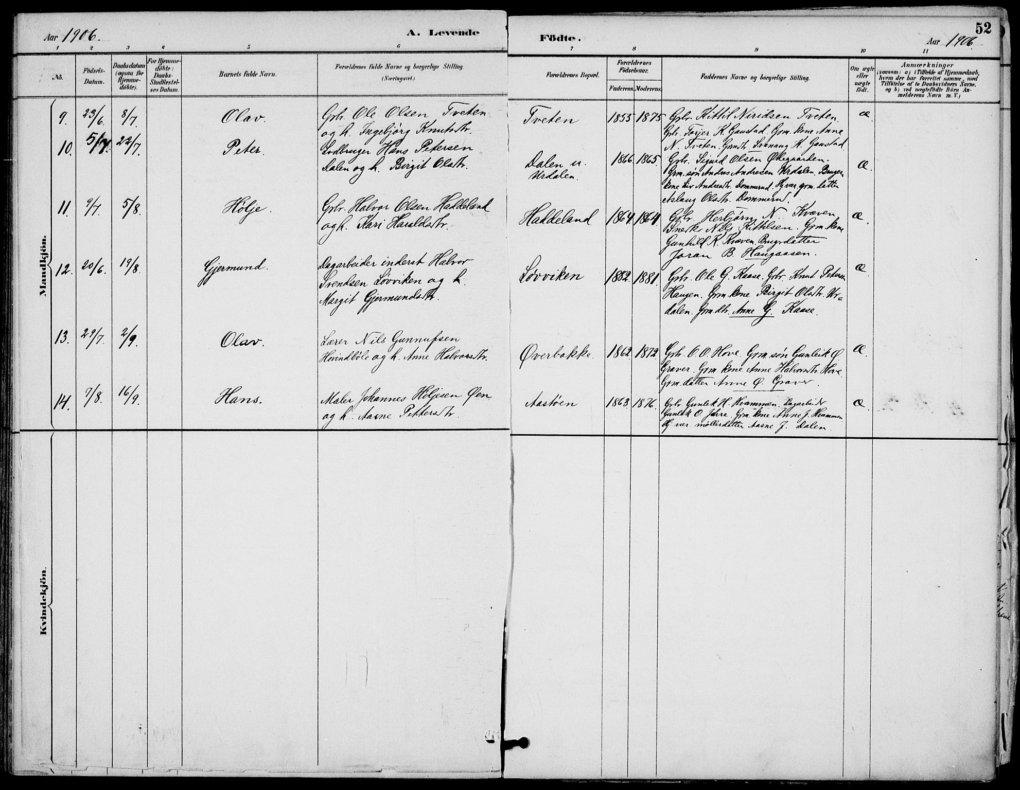 Gransherad kirkebøker, AV/SAKO-A-267/F/Fb/L0005: Parish register (official) no. II 5, 1887-1916, p. 52