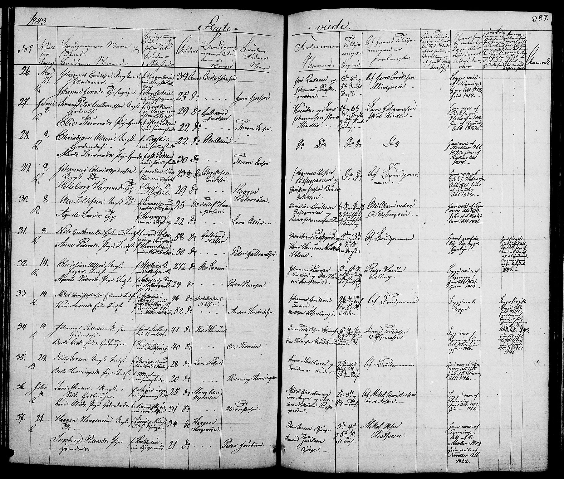 Ringsaker prestekontor, AV/SAH-PREST-014/L/La/L0005: Parish register (copy) no. 5, 1839-1850, p. 387