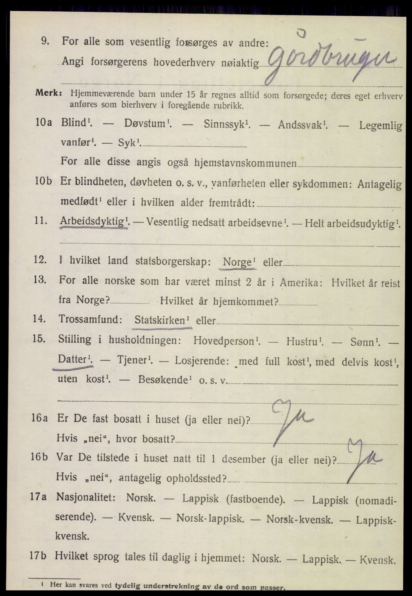 SAT, 1920 census for Meløy, 1920, p. 3620