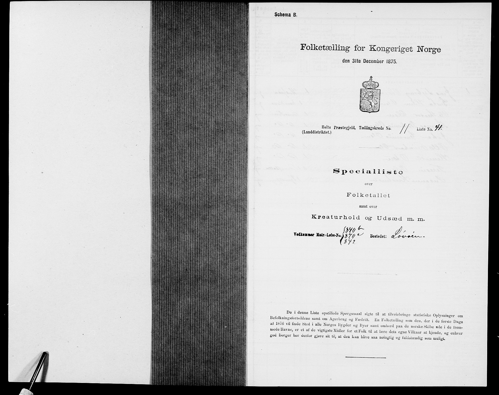 SAK, 1875 census for 0914L Holt/Holt, 1875, p. 1489