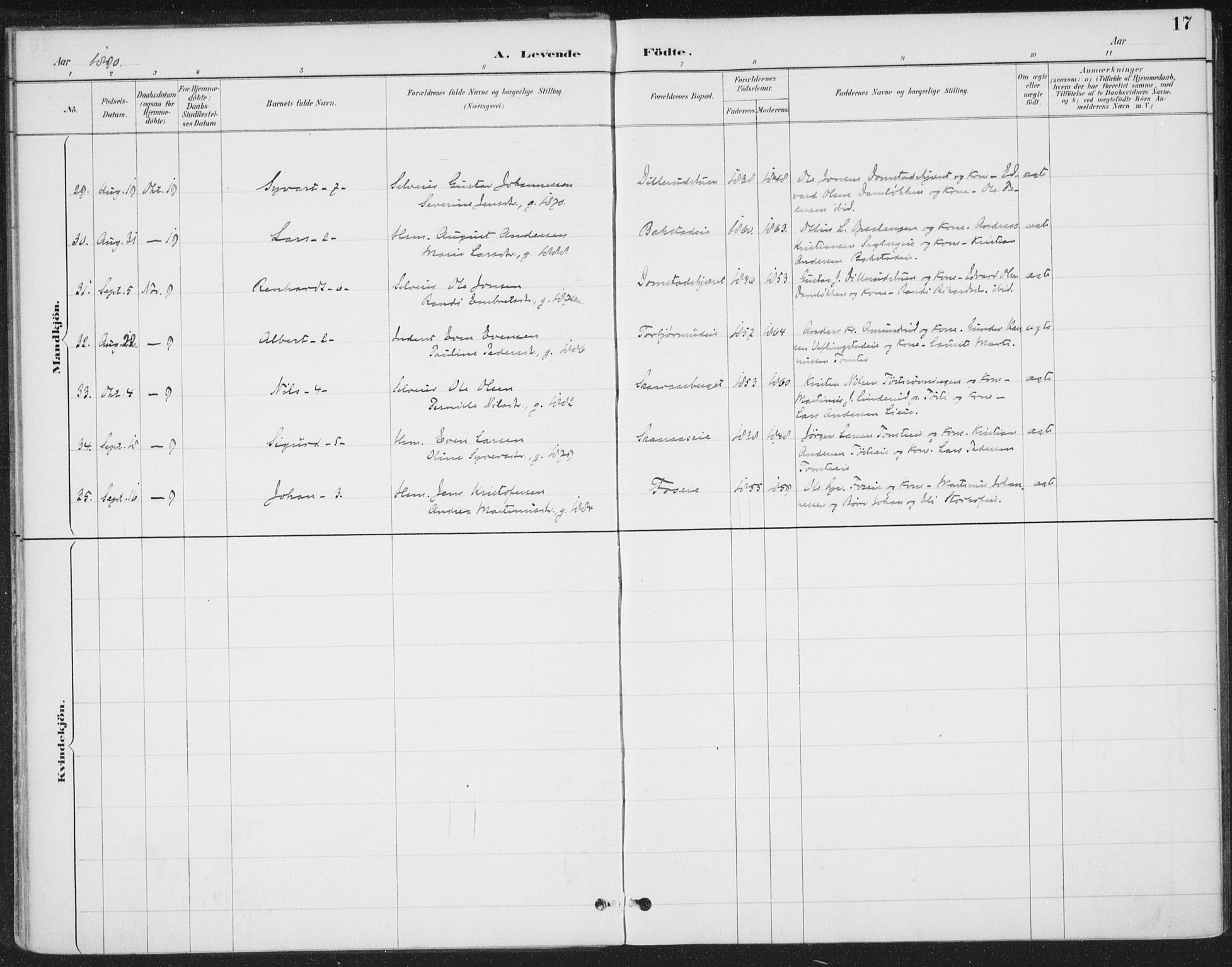 Romedal prestekontor, SAH/PREST-004/K/L0008: Parish register (official) no. 8, 1887-1905, p. 17