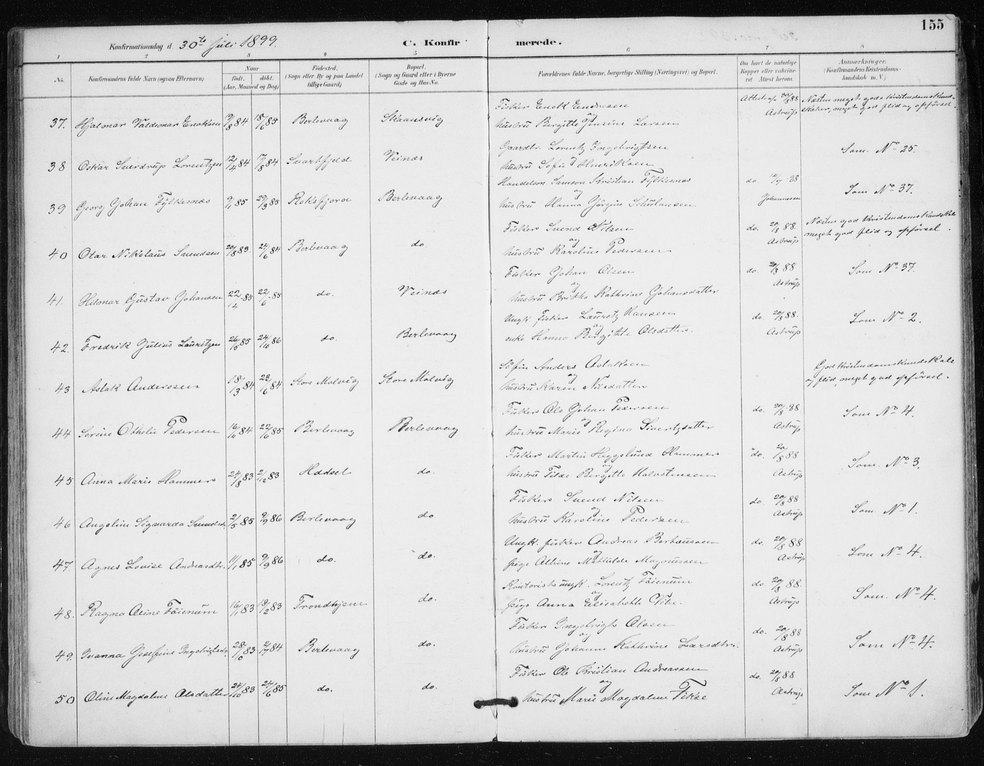 Tana sokneprestkontor, SATØ/S-1334/H/Ha/L0005kirke: Parish register (official) no. 5, 1891-1903, p. 155