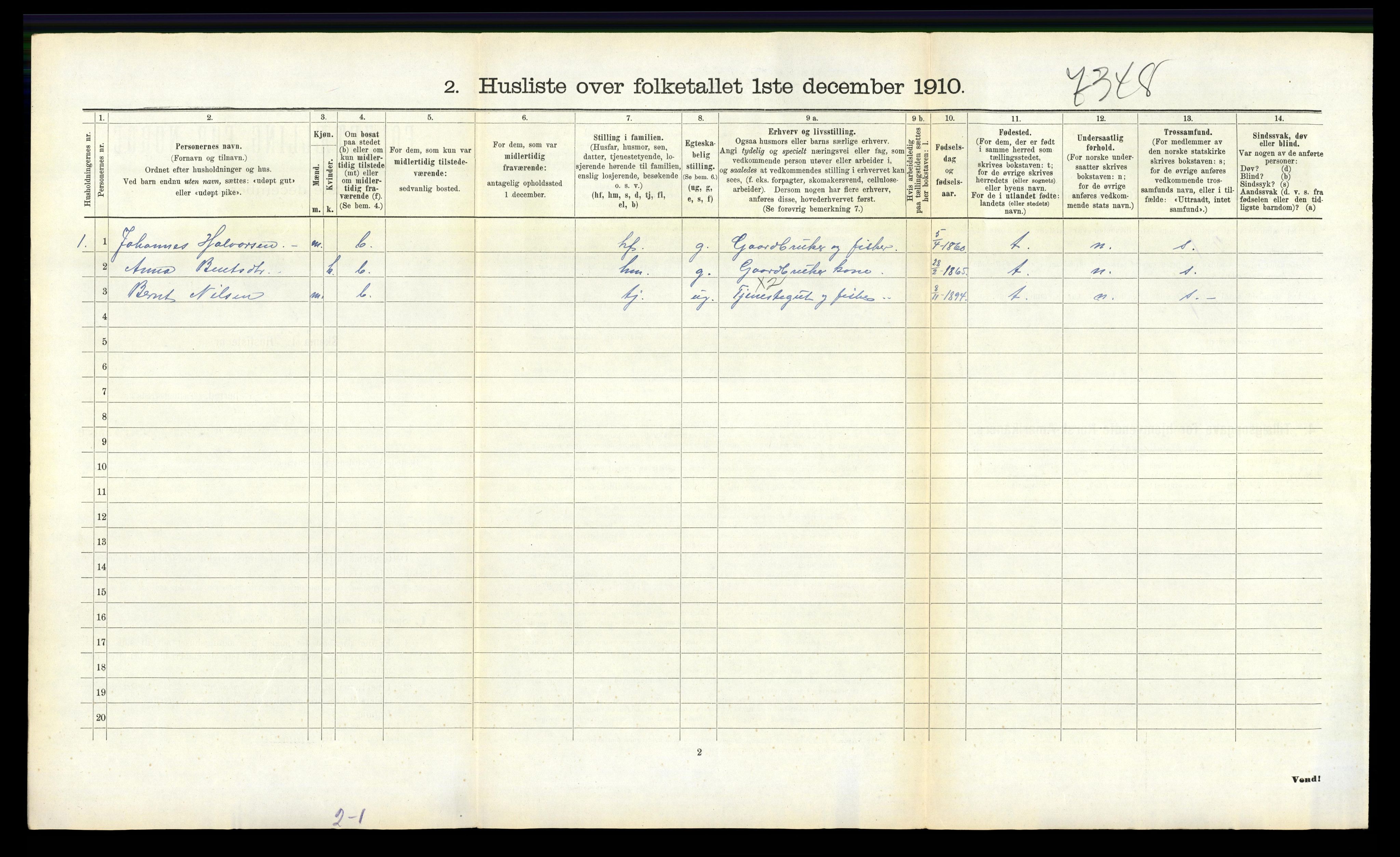 RA, 1910 census for Finnås, 1910, p. 505