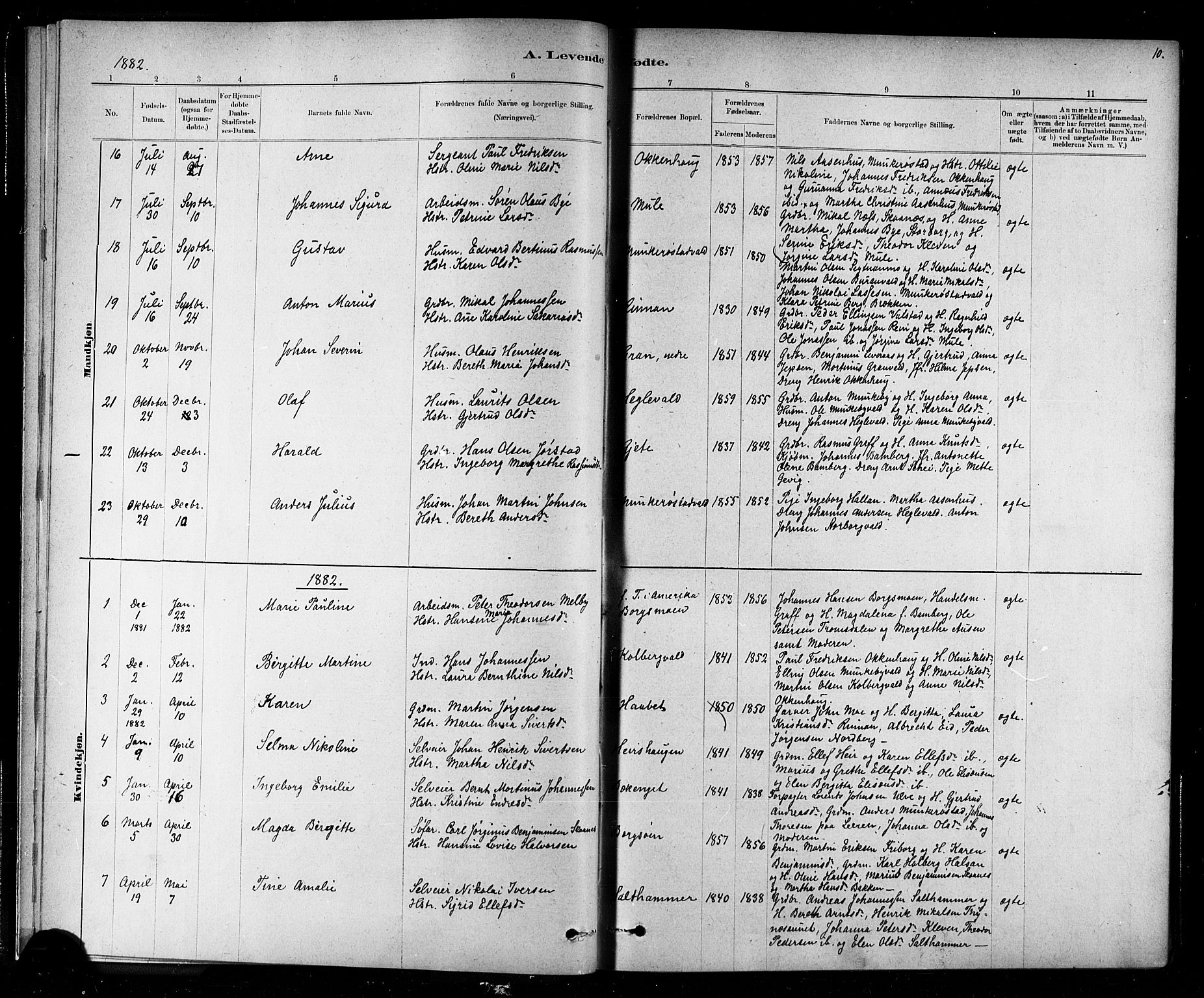 Ministerialprotokoller, klokkerbøker og fødselsregistre - Nord-Trøndelag, SAT/A-1458/721/L0208: Parish register (copy) no. 721C01, 1880-1917, p. 10