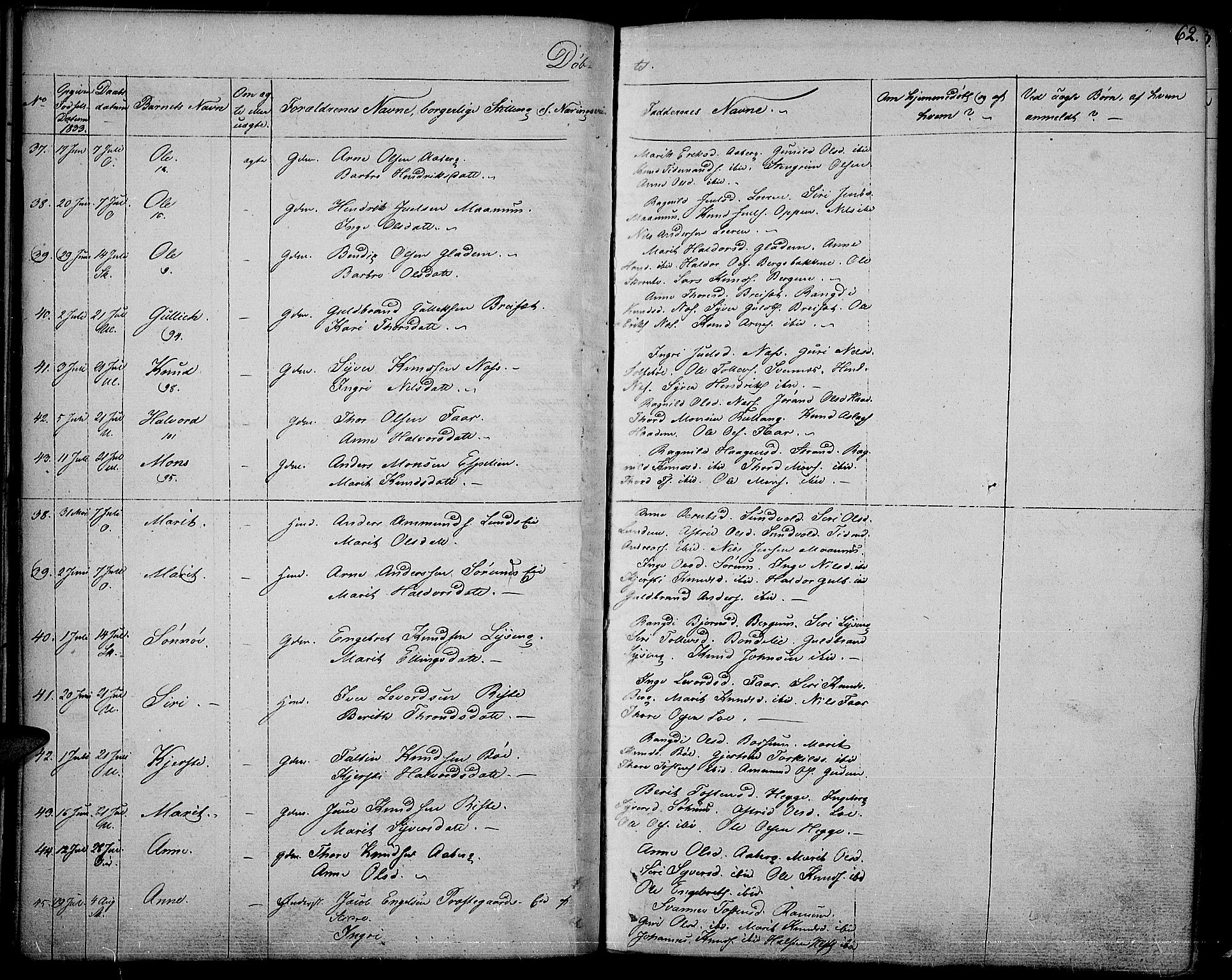 Nord-Aurdal prestekontor, AV/SAH-PREST-132/H/Ha/Haa/L0003: Parish register (official) no. 3, 1828-1841, p. 62