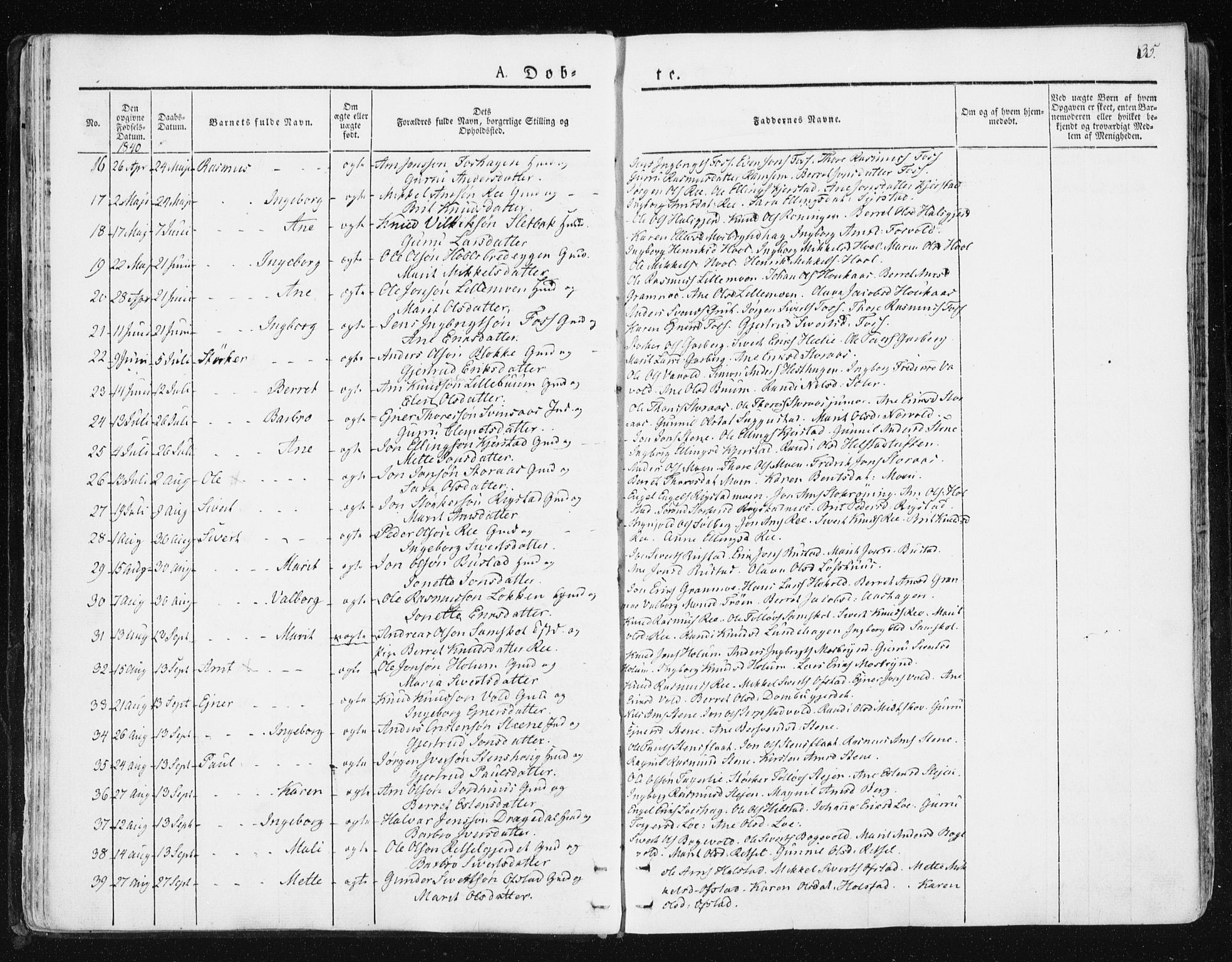 Ministerialprotokoller, klokkerbøker og fødselsregistre - Sør-Trøndelag, SAT/A-1456/672/L0855: Parish register (official) no. 672A07, 1829-1860, p. 35