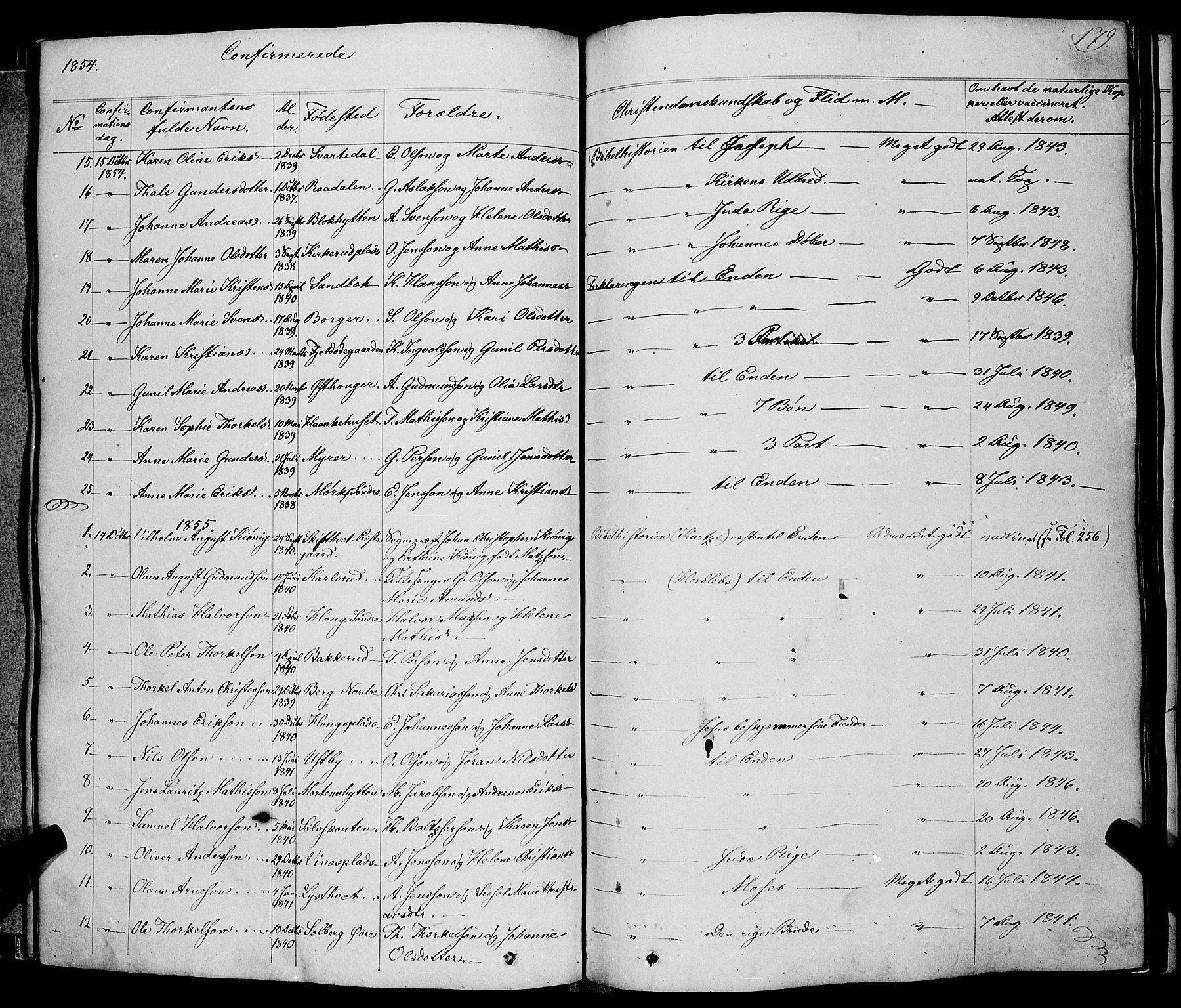 Skiptvet prestekontor Kirkebøker, AV/SAO-A-20009/F/Fa/L0006: Parish register (official) no. 6, 1839-1860, p. 179