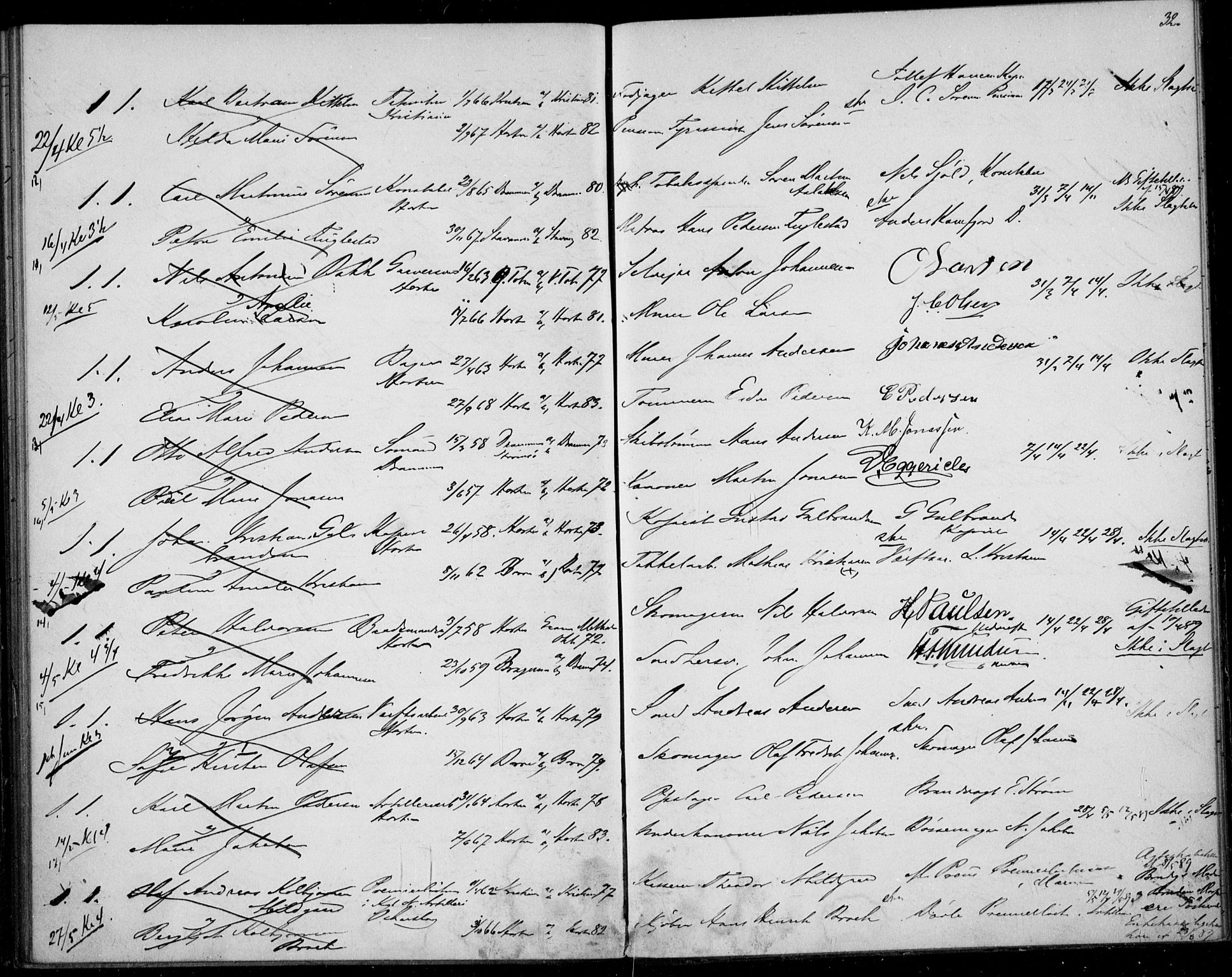 Horten kirkebøker, AV/SAKO-A-348/H/Ha/L0002: Banns register no. 2, 1881-1891, p. 32