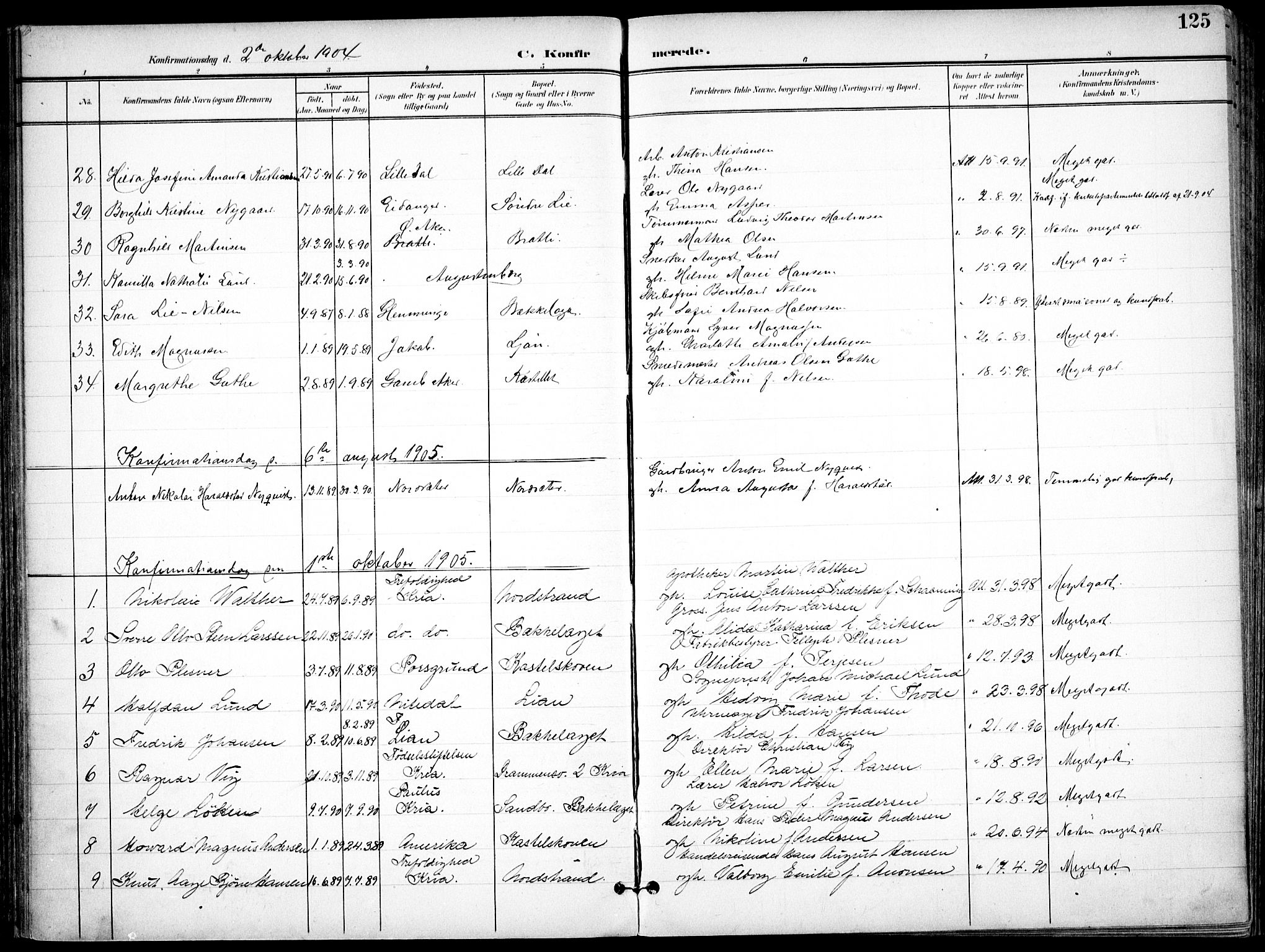 Nordstrand prestekontor Kirkebøker, SAO/A-10362a/F/Fa/L0001: Parish register (official) no. I 1, 1900-1914, p. 125