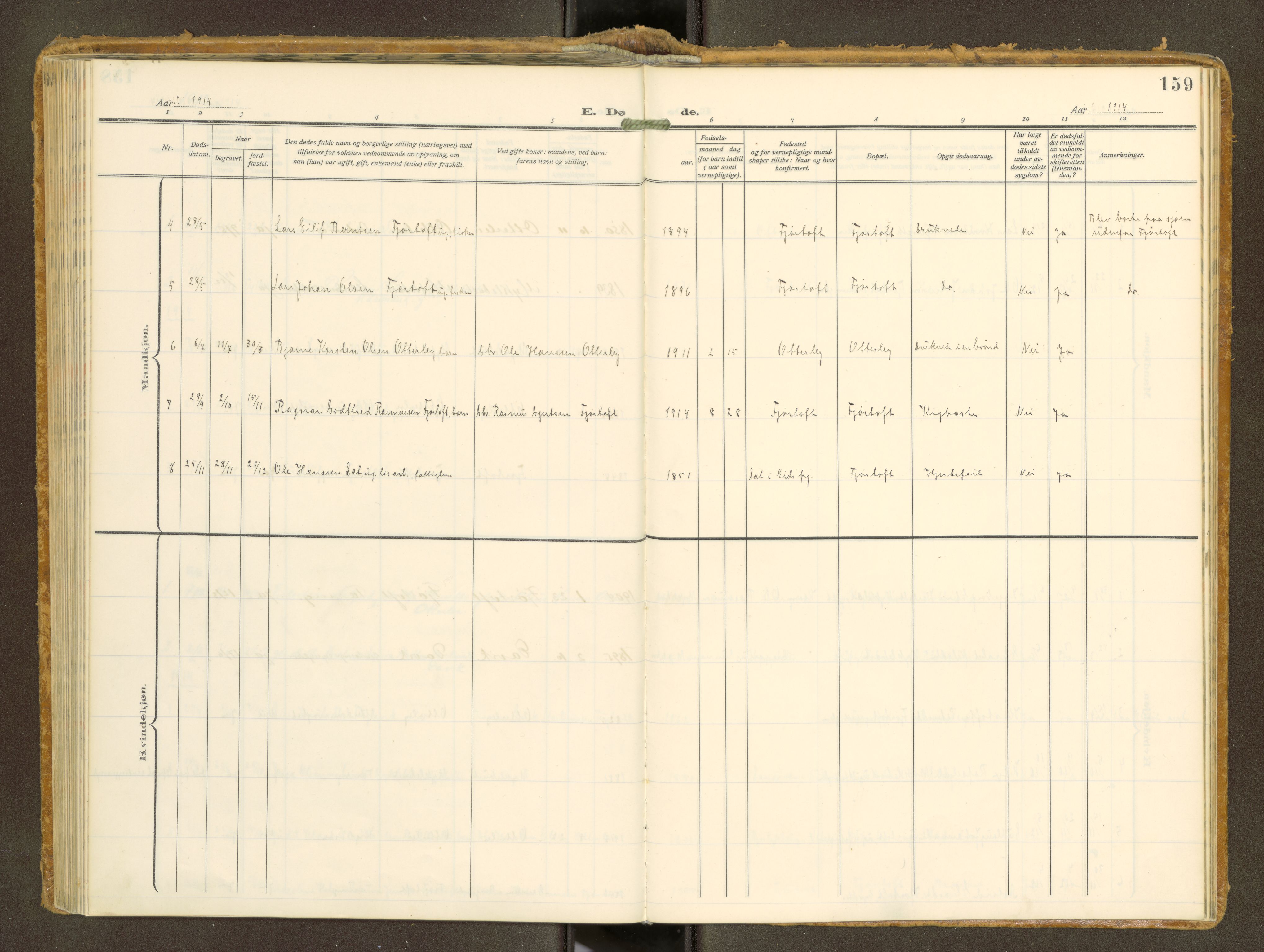 Ministerialprotokoller, klokkerbøker og fødselsregistre - Møre og Romsdal, AV/SAT-A-1454/538/L0528: Parish register (official) no. 538A--, 1911-1935, p. 159