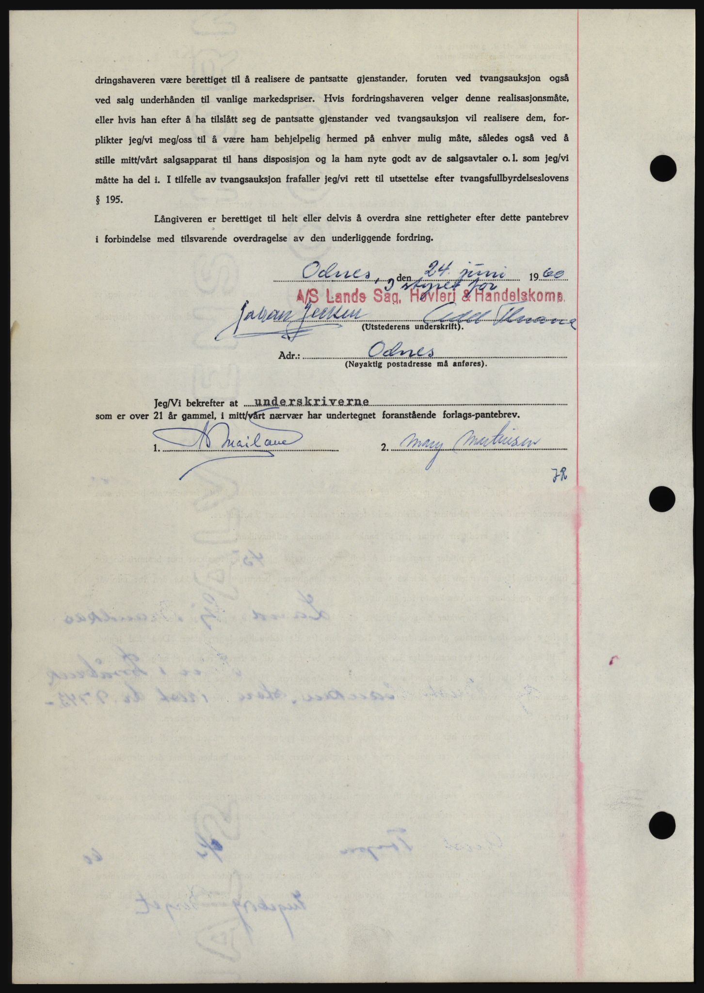 Hadeland og Land tingrett, SAH/TING-010/H/Hb/Hbc/L0043: Mortgage book no. B43, 1960-1960, Diary no: : 2337/1960