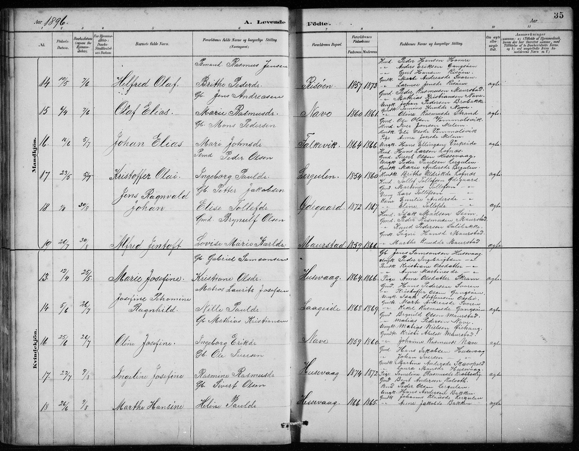 Davik sokneprestembete, SAB/A-79701/H/Hab/Habc/L0002: Parish register (copy) no. C 2, 1889-1906, p. 35