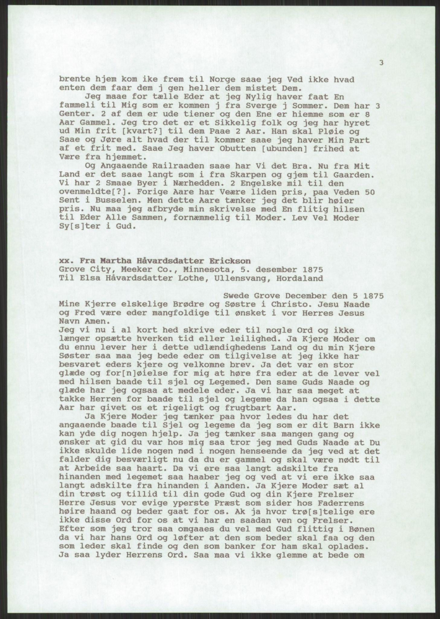 Samlinger til kildeutgivelse, Amerikabrevene, AV/RA-EA-4057/F/L0032: Innlån fra Hordaland: Nesheim - Øverland, 1838-1914, p. 1077