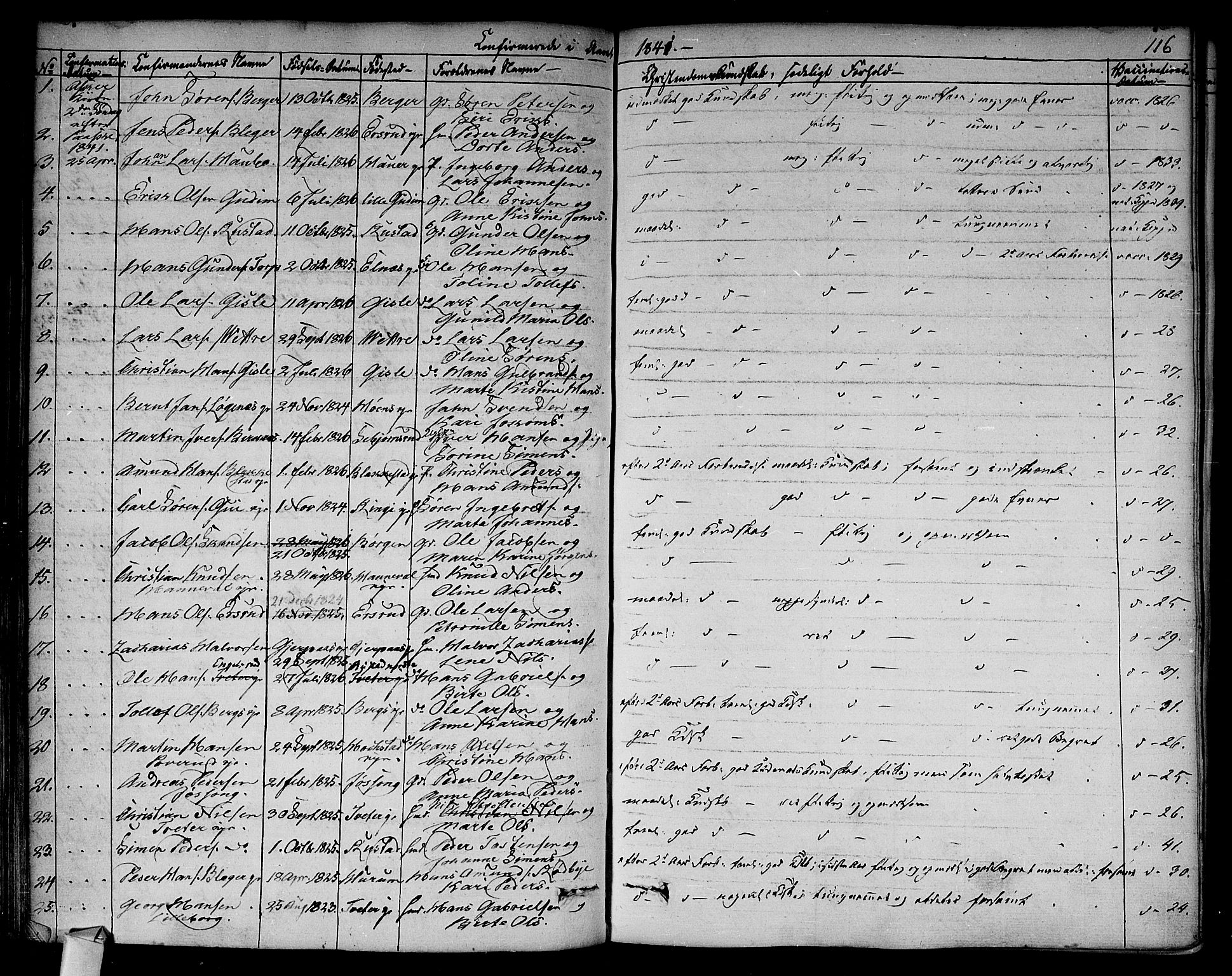 Asker prestekontor Kirkebøker, SAO/A-10256a/F/Fa/L0009: Parish register (official) no. I 9, 1825-1878, p. 116