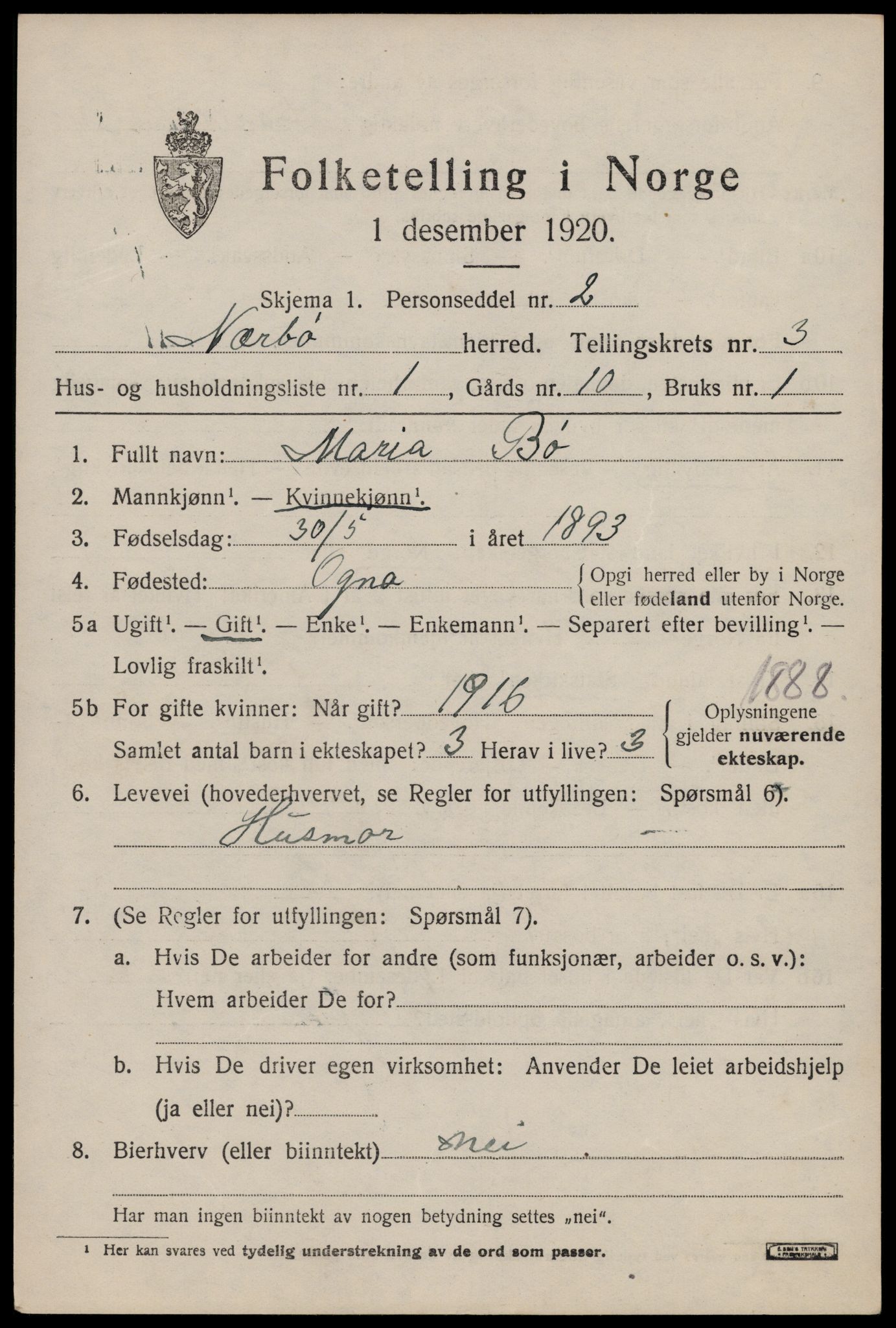 SAST, 1920 census for Nærbø, 1920, p. 2095