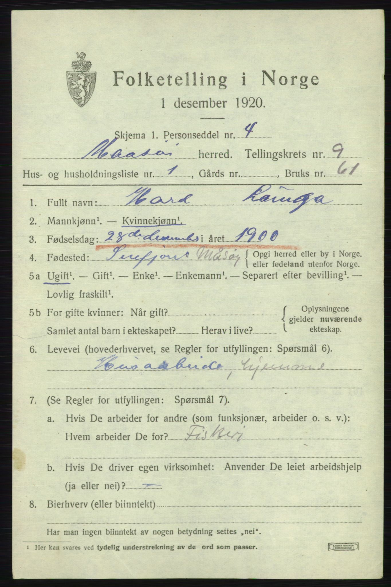 SATØ, 1920 census for Måsøy, 1920, p. 4428