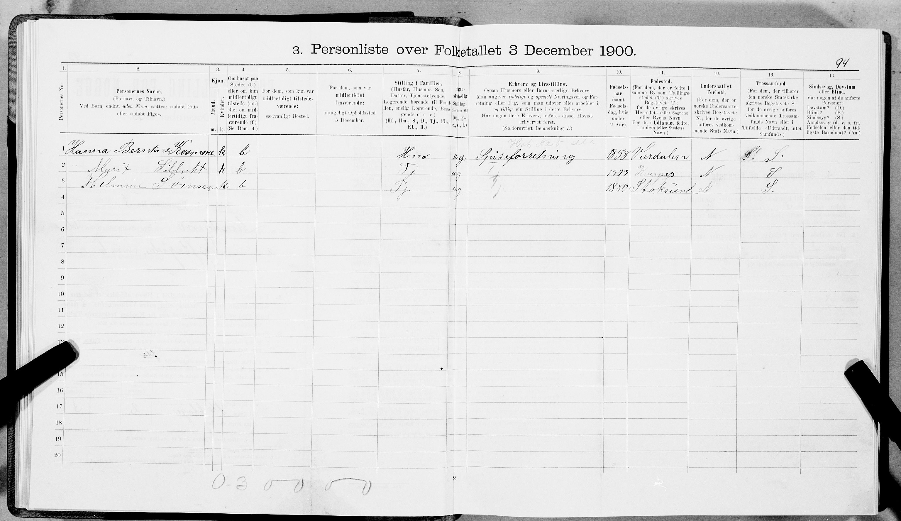 SAT, 1900 census for Trondheim, 1900, p. 11875