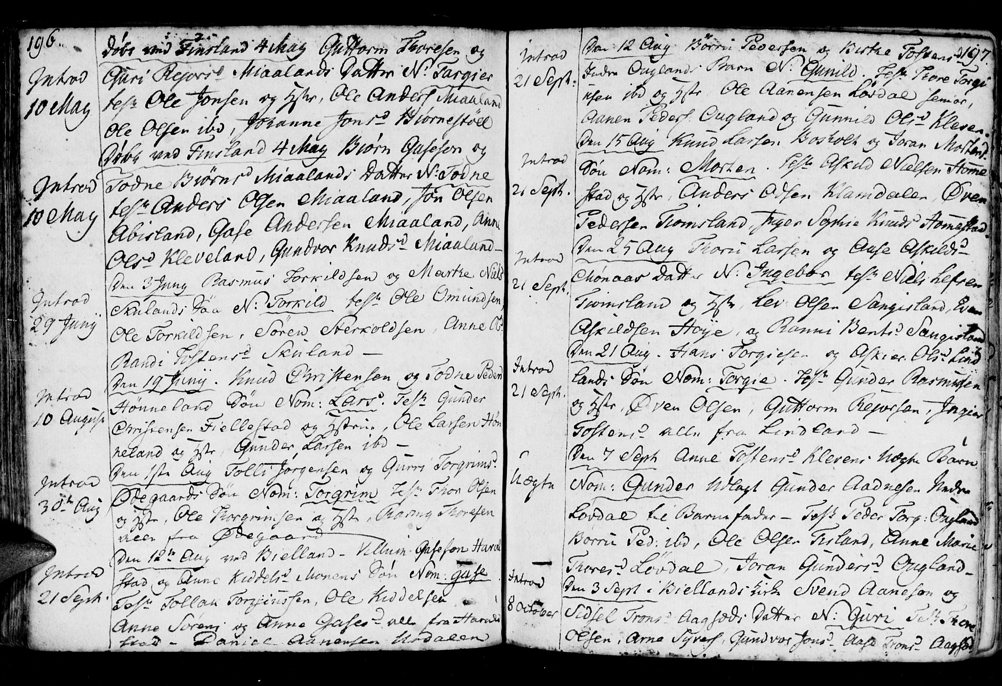 Holum sokneprestkontor, AV/SAK-1111-0022/F/Fa/Fab/L0004: Parish register (official) no. A 4, 1774-1847, p. 196-197